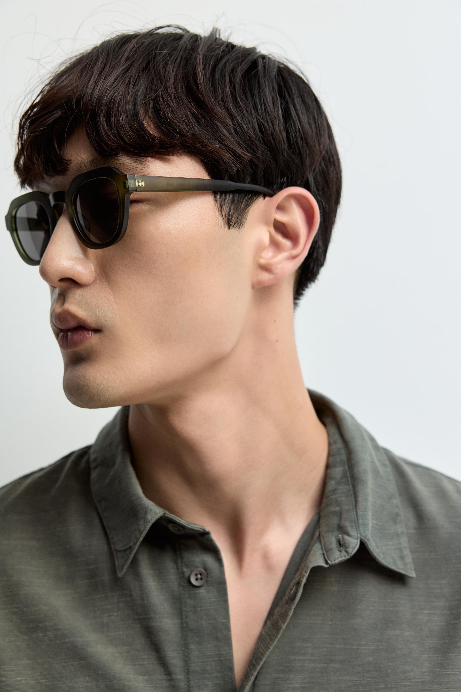 Semi-square sunglasses — KHAKI