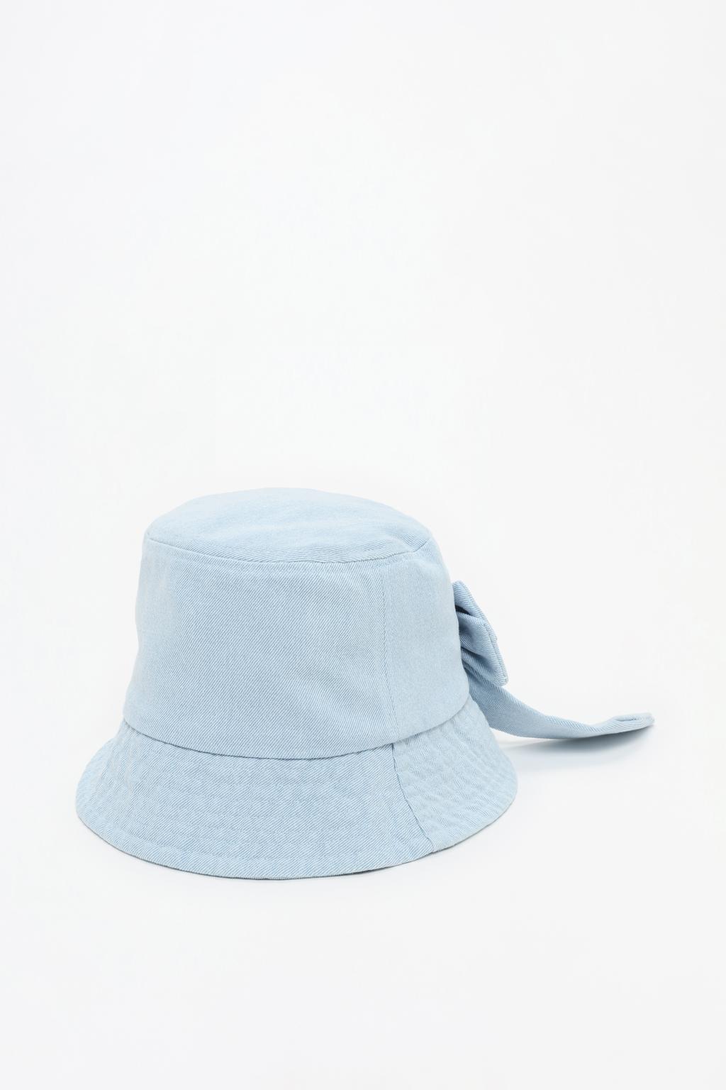 Denim bucket hat with bow