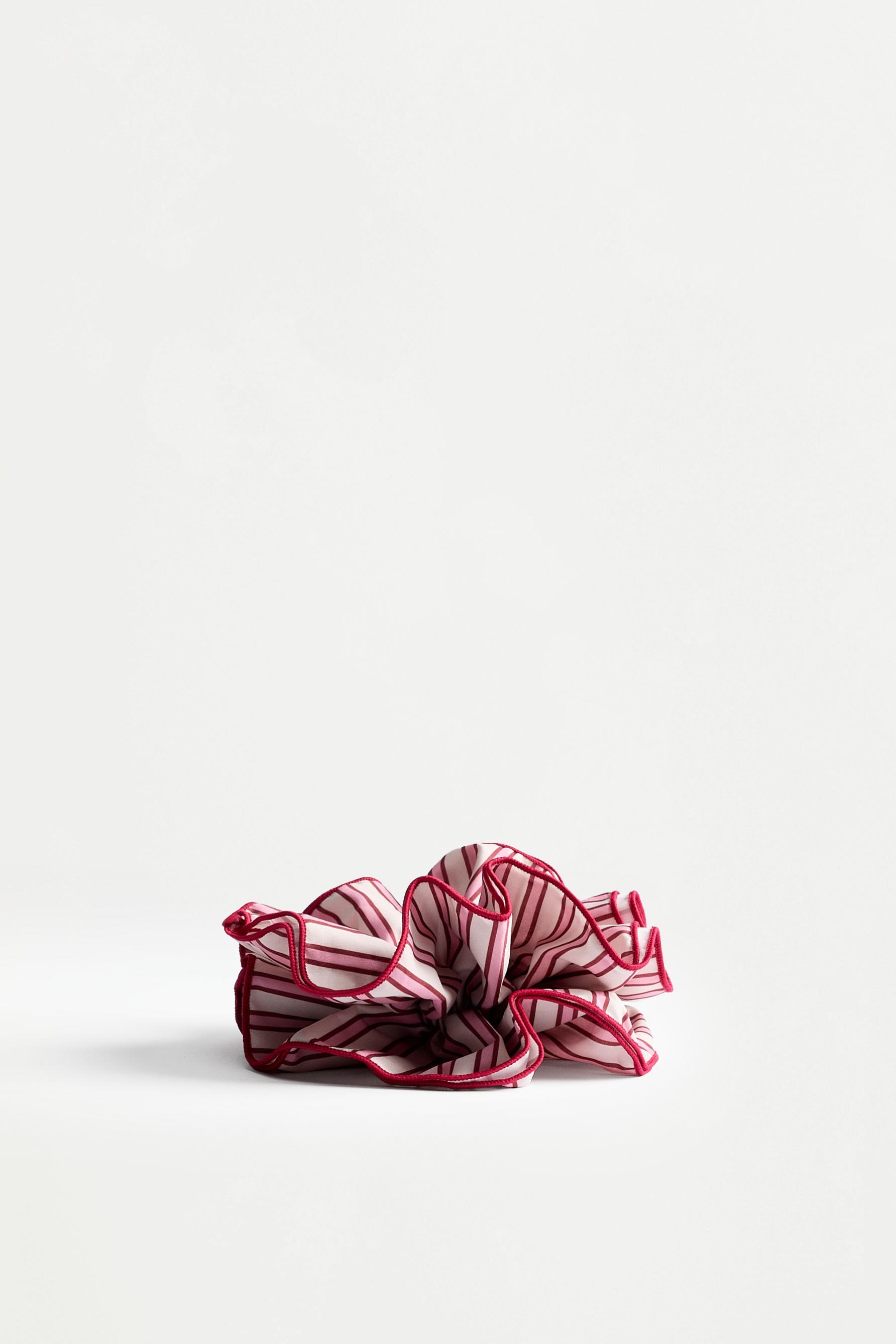 XL striped scrunchie — BURGUNDY/ECRU