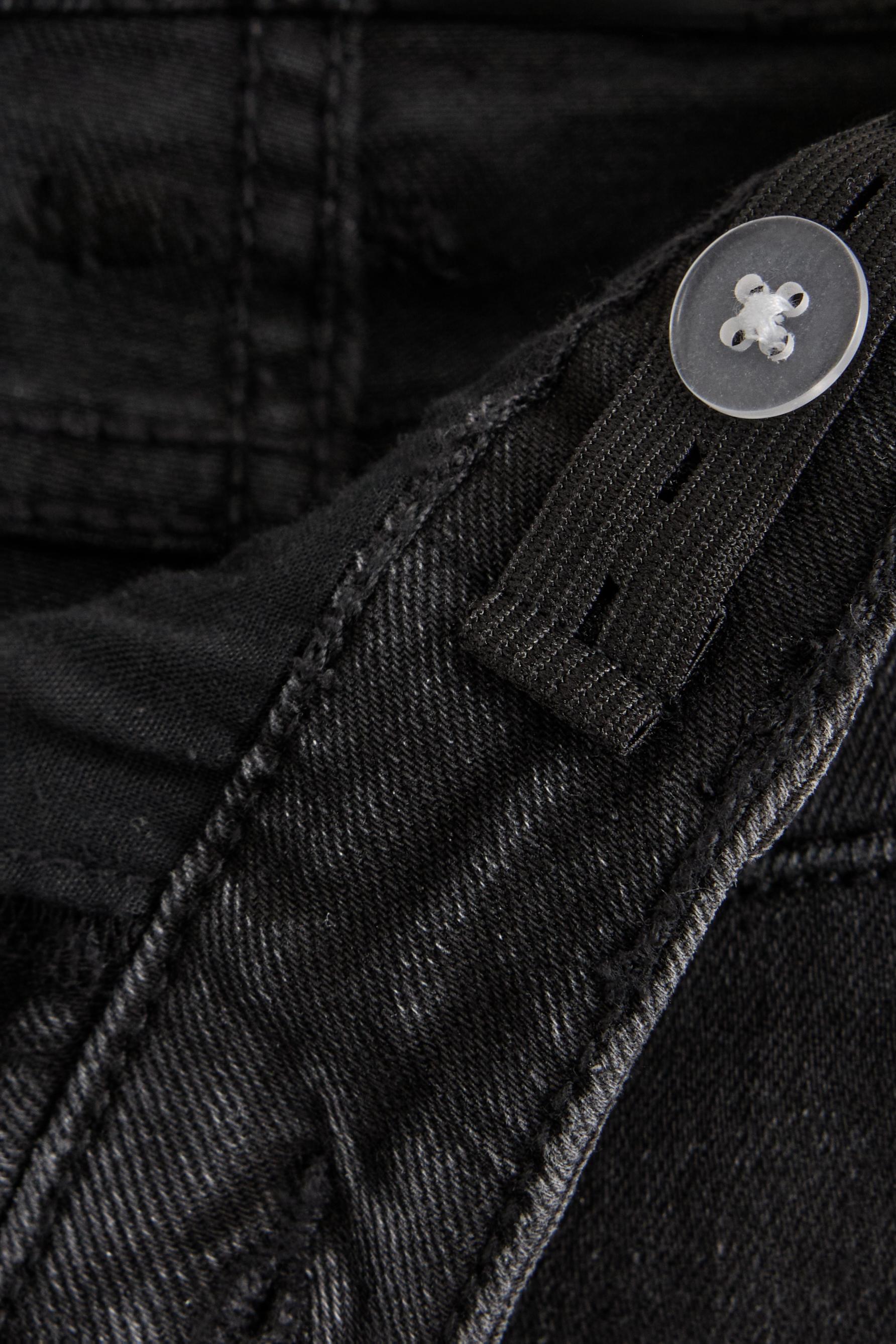 Bell bottom jeans with buttons — BLACK