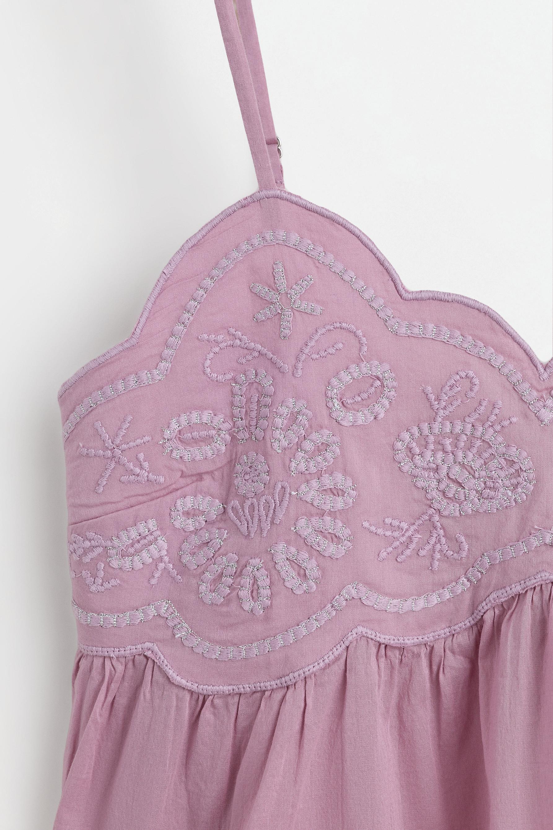 Floral embroidered top — FADED PINK