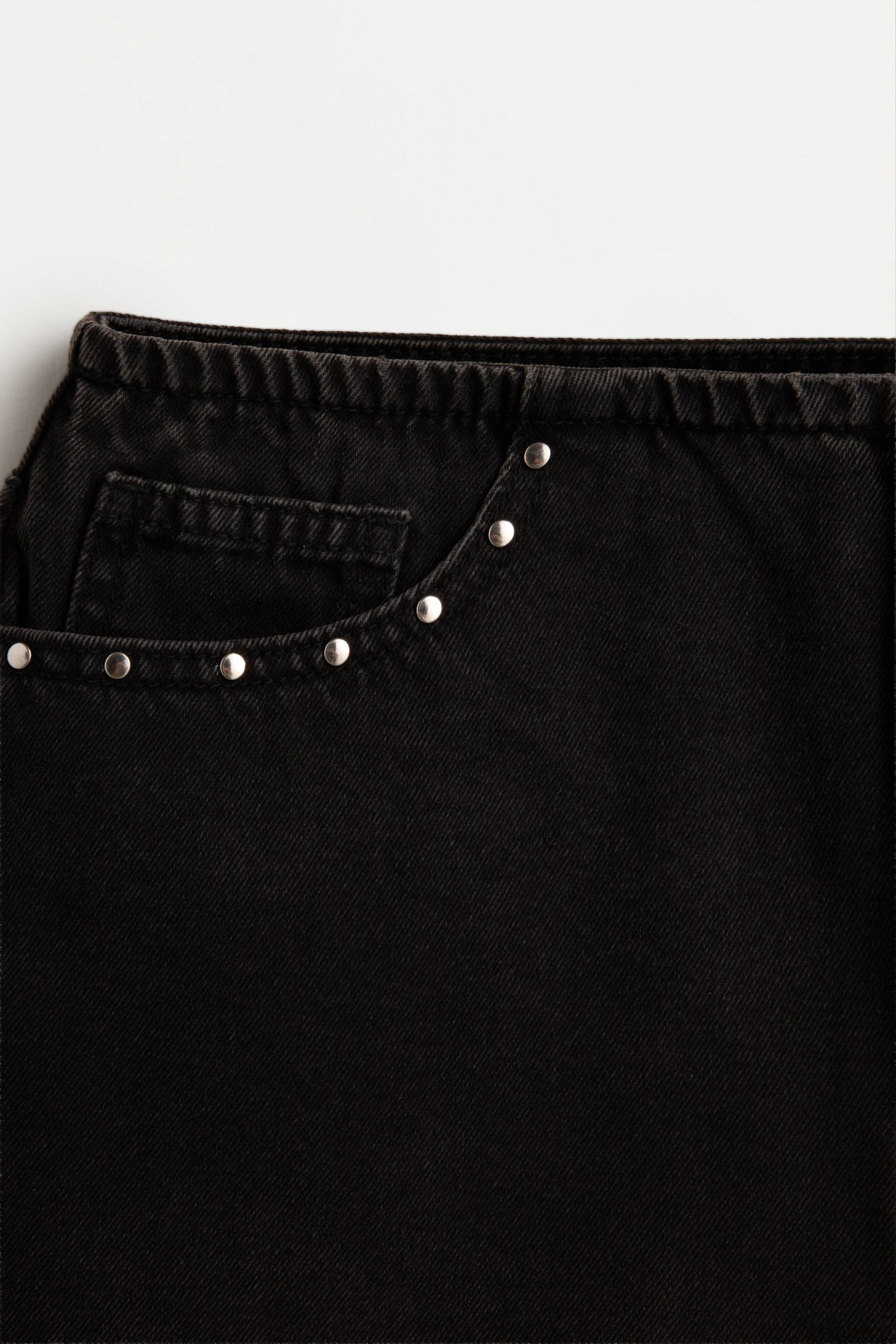 Studded denim shorts — BLACK