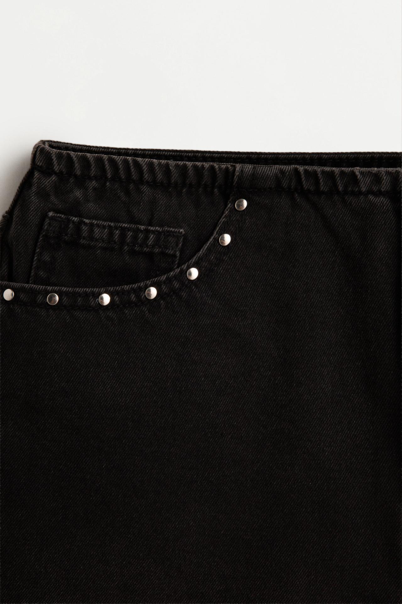 Studded denim shorts — BLACK