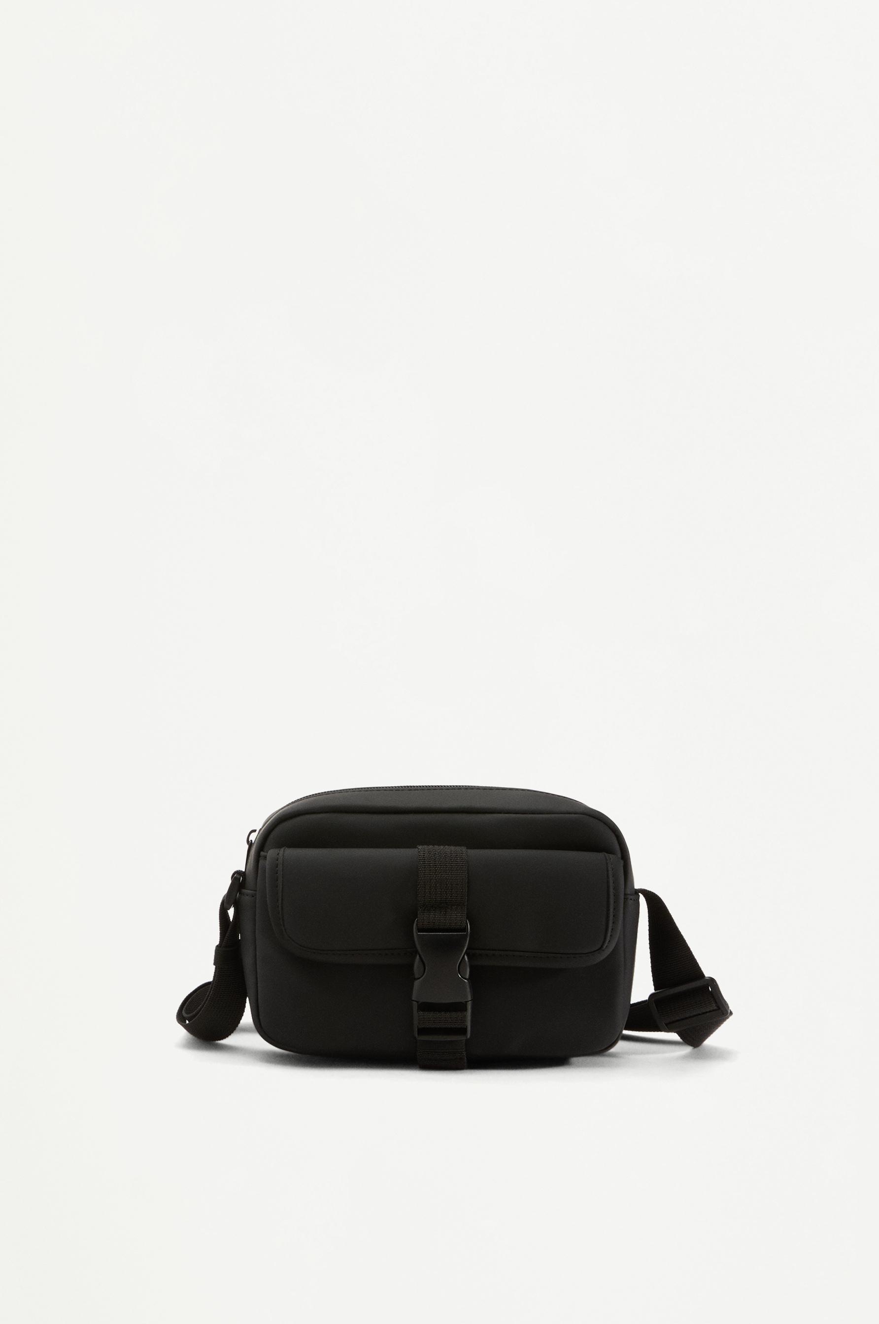 Rubberized crossbody bag — BLACK