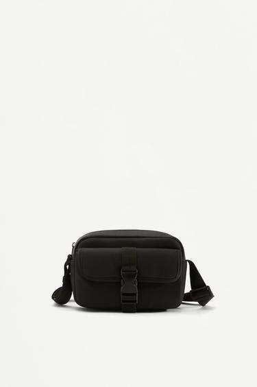 Rubberized crossbody bag — BLACK 1
