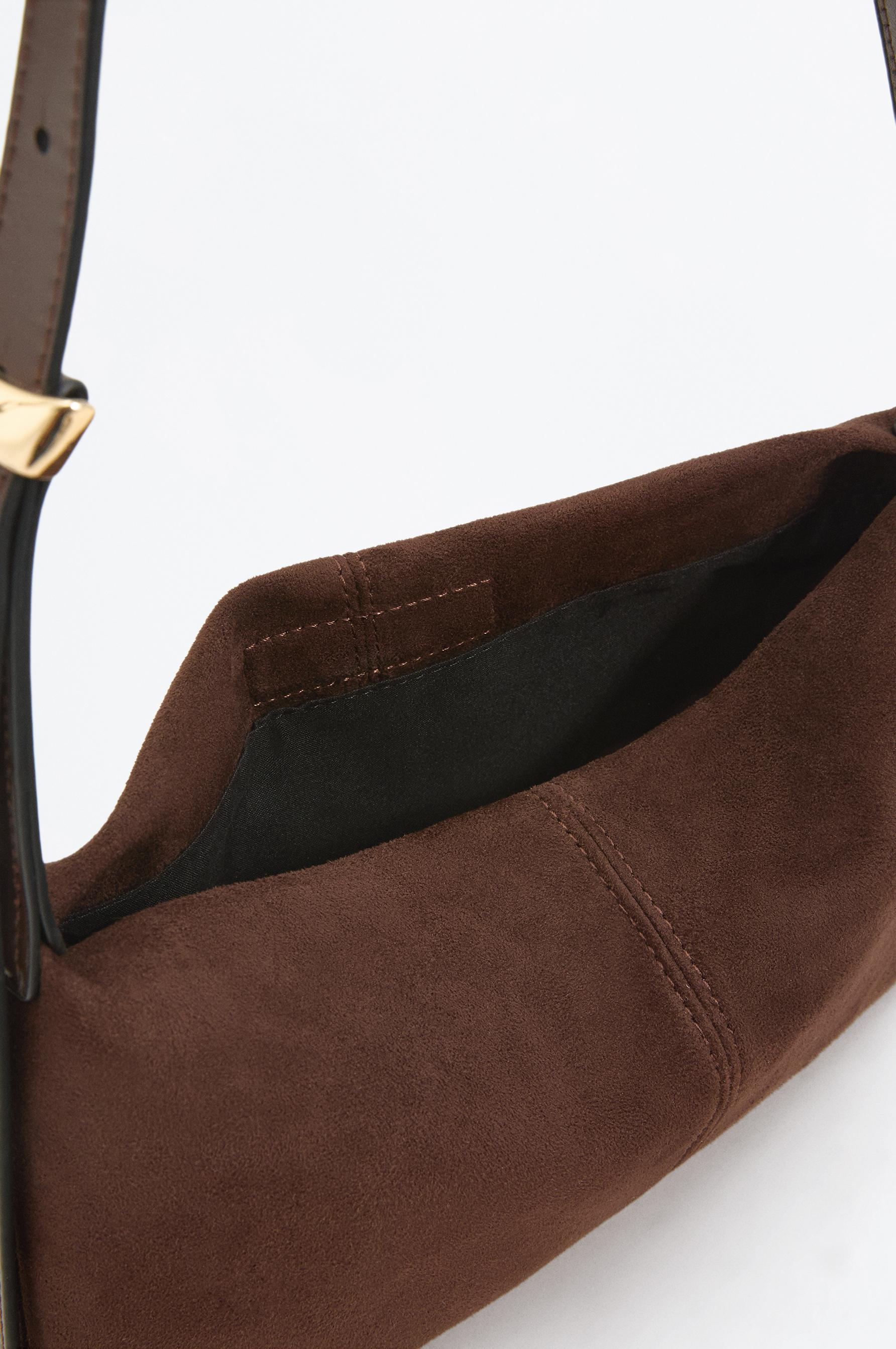 Multi-Position Suede Effect Bag — BROWN
