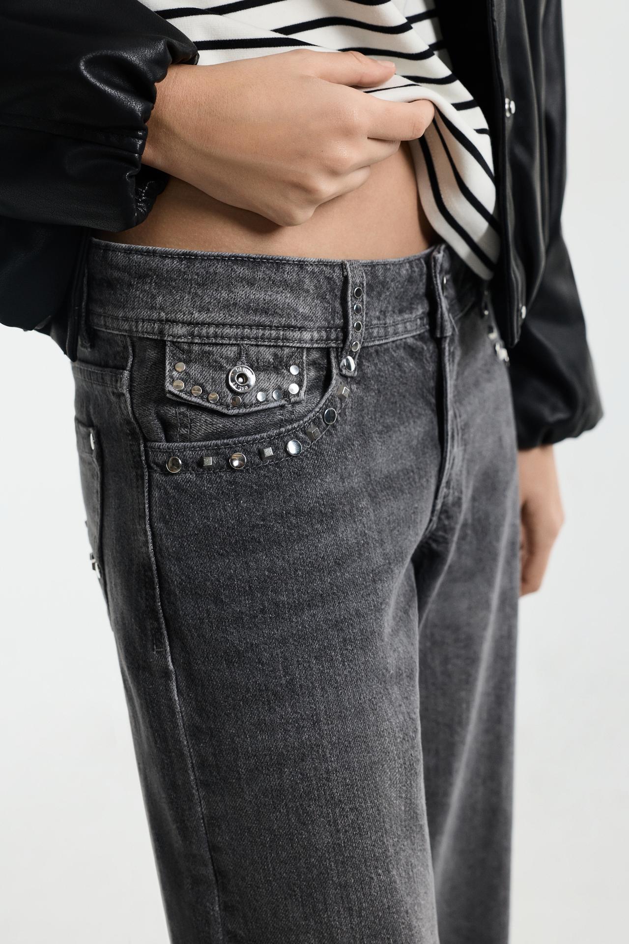 Straight-leg stud jeans — GREY