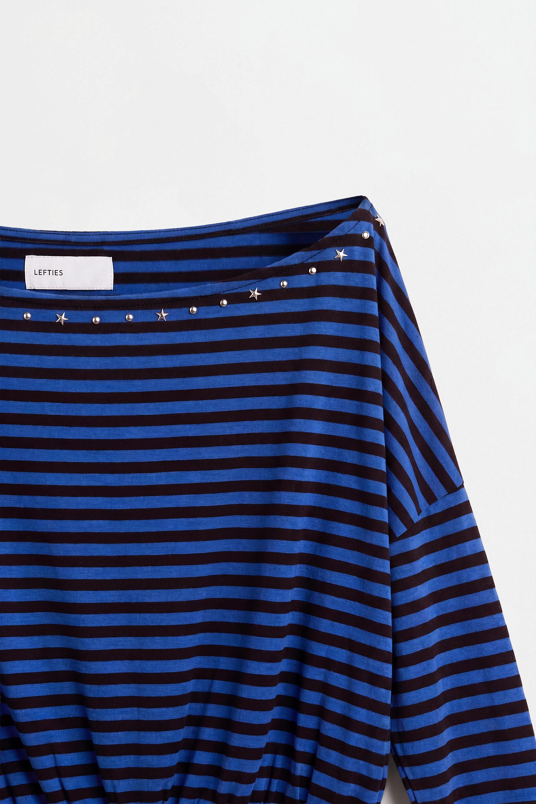 Drop-shoulder T-shirt — BROWN/BLUE