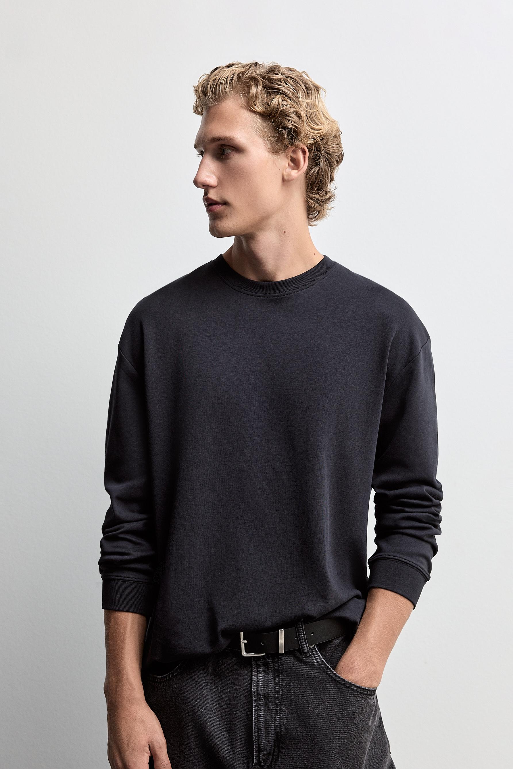 Long sleeve interlock T-shirt — BLACK