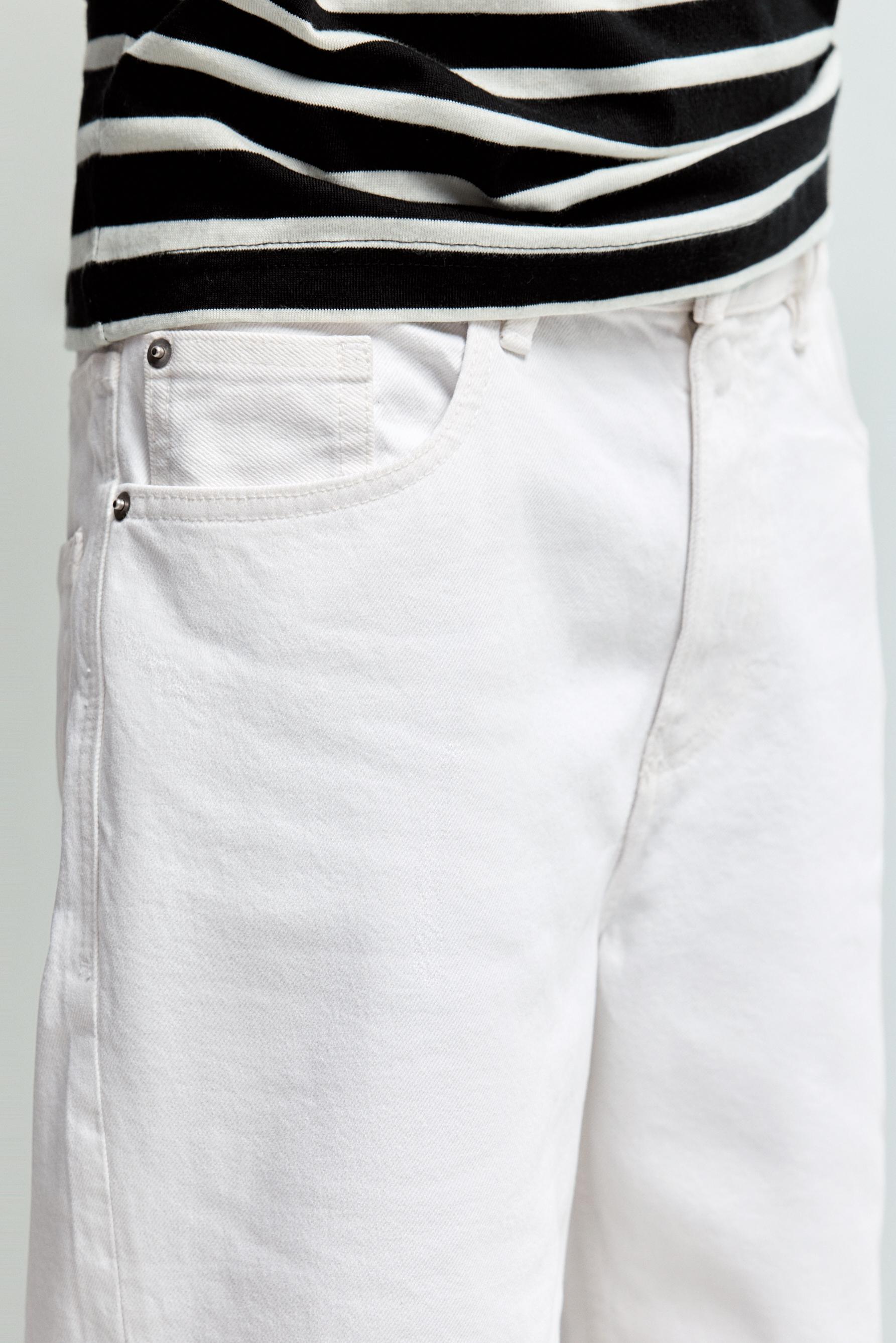 Regular fit denim Bermuda shorts — WHITE