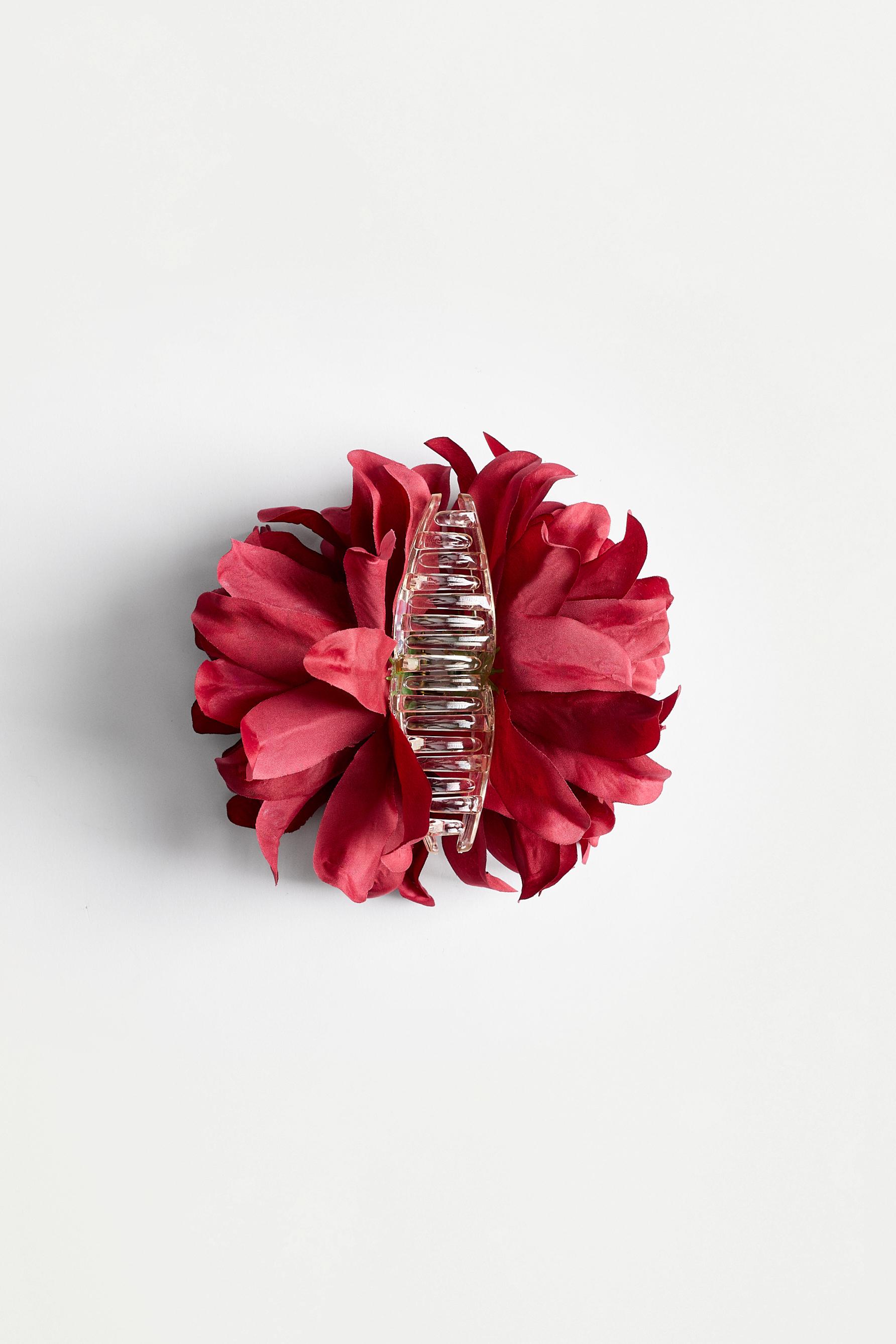 Flower hair clip — RED