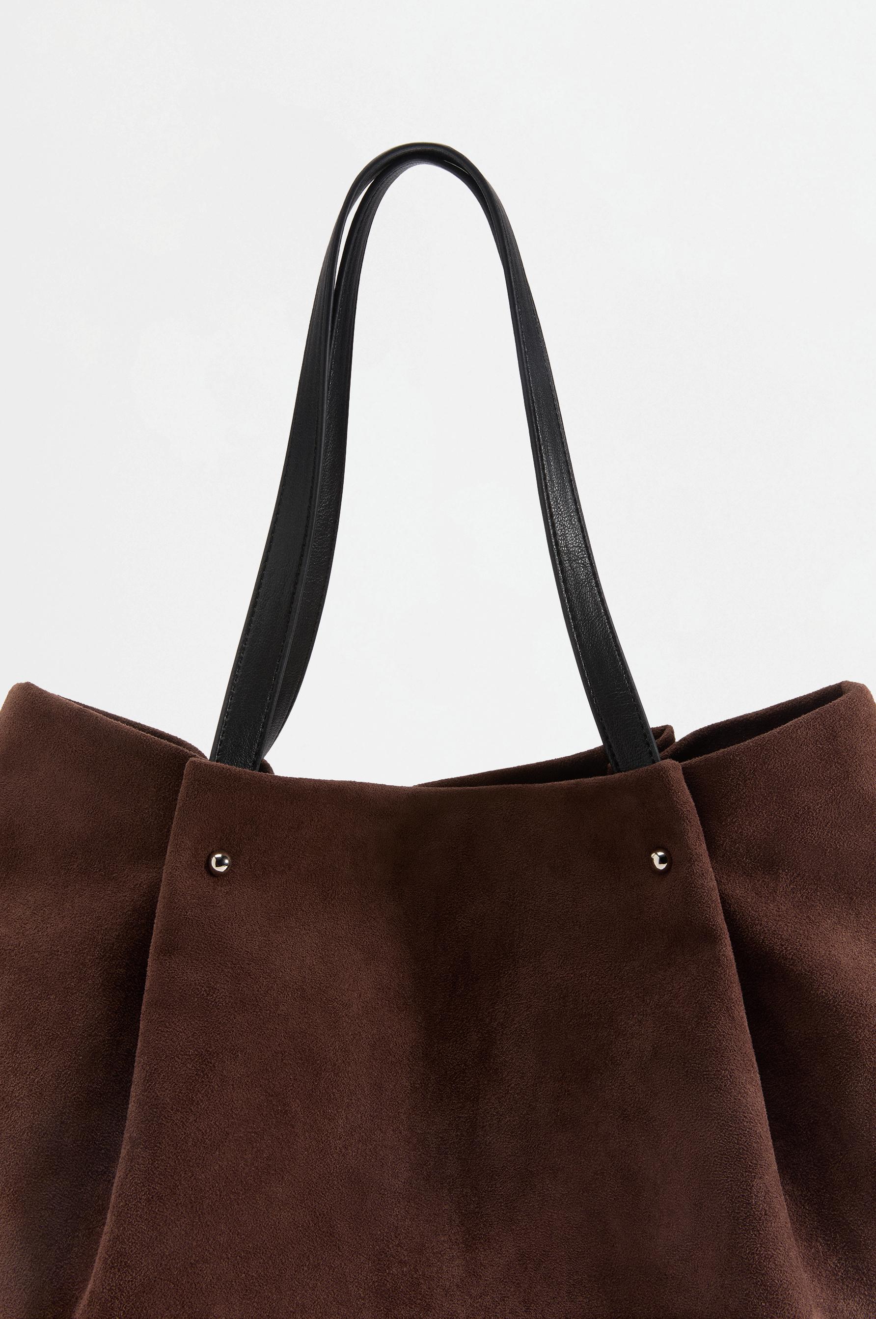 Faux suede tote bag — BROWN