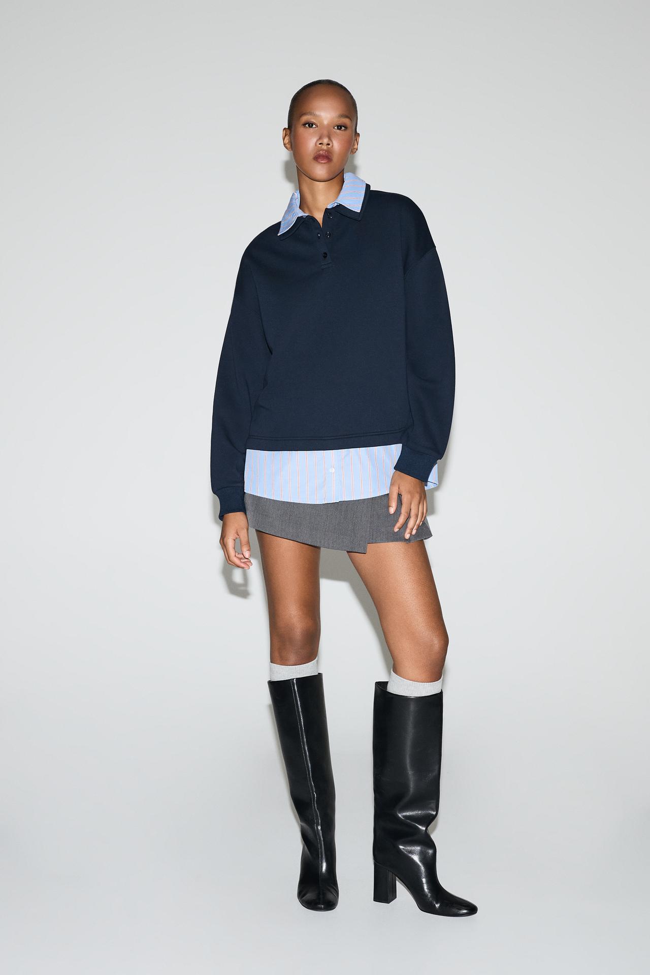 Double-effect sweatshirt — DARK NAVY