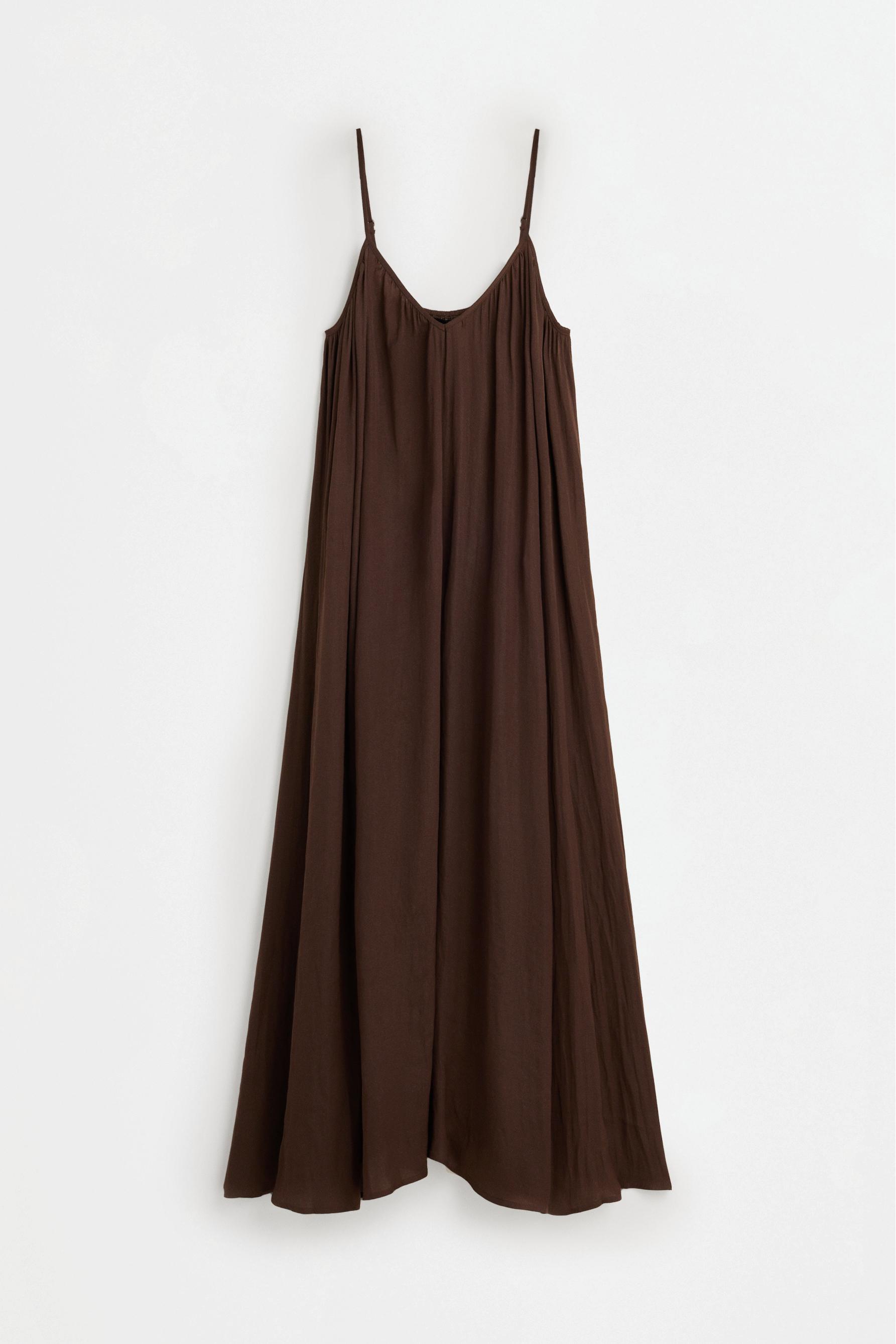 Satin midi dress — BROWN