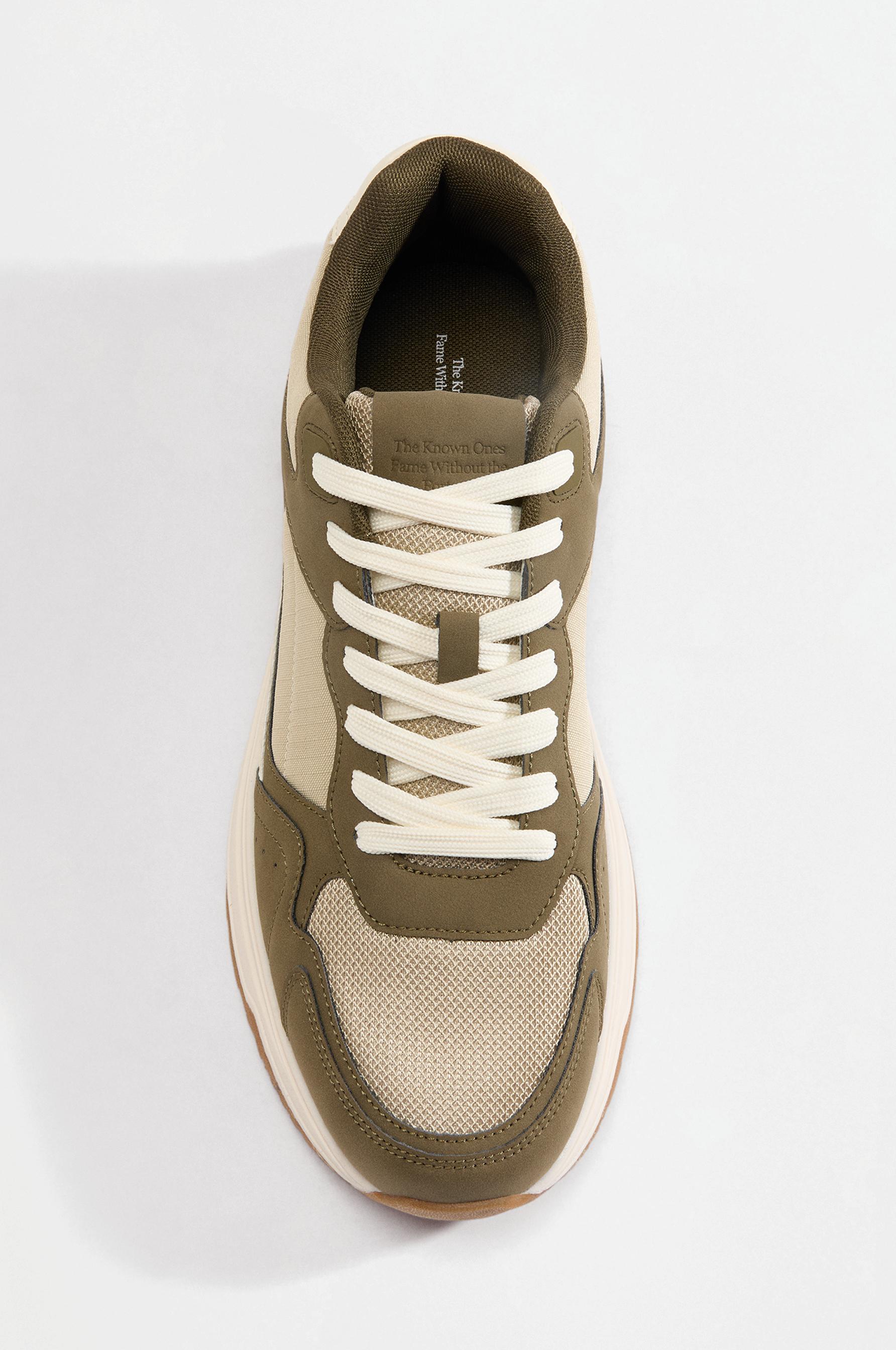 Mixed-material sneakers — KHAKI