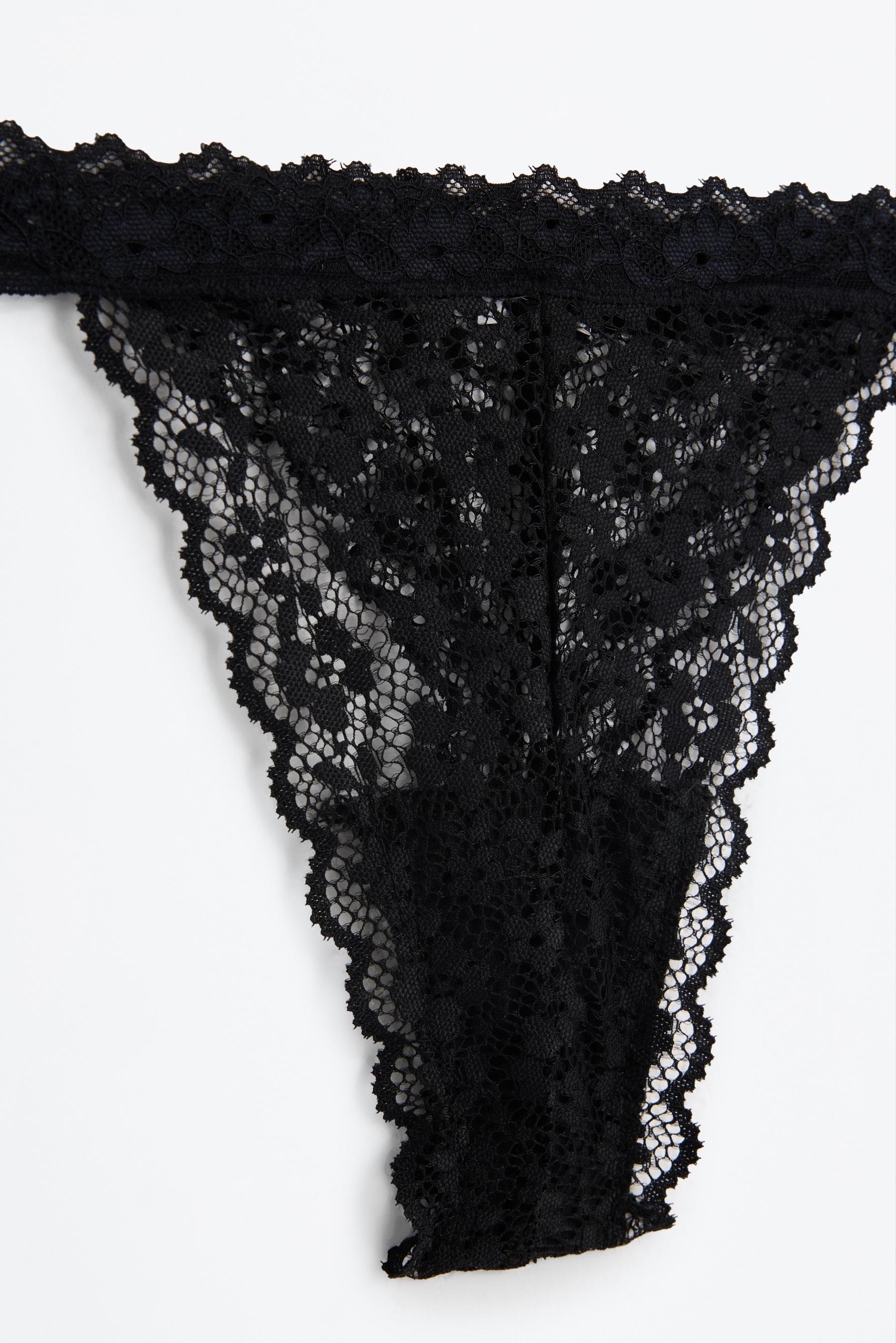 2-pack of lace thongs — BLACK