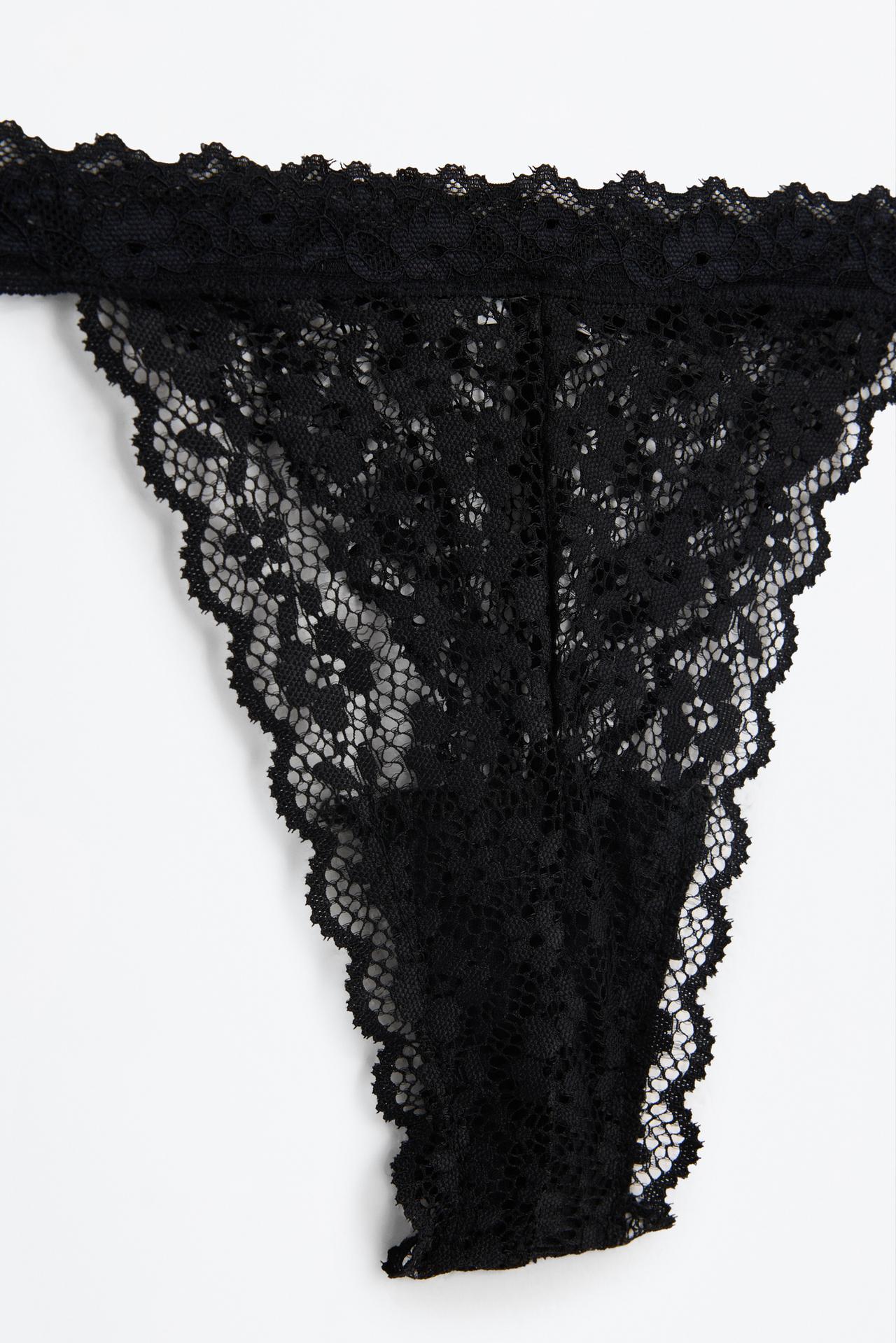 2-pack of lace thongs — BLACK