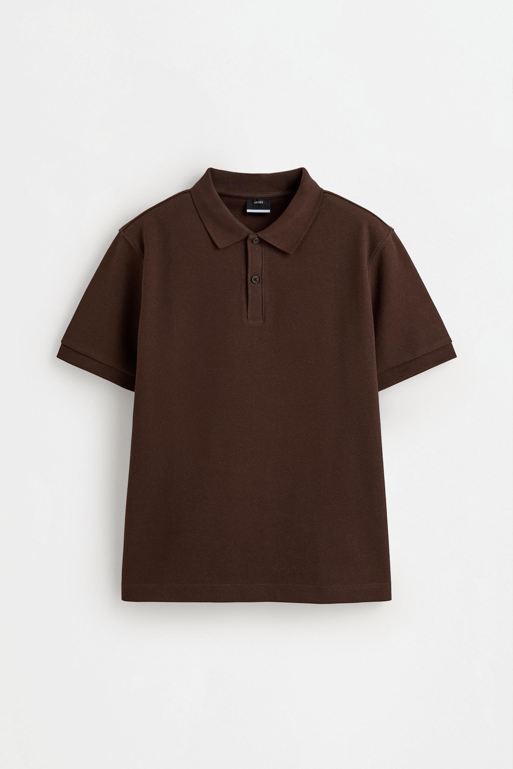 Basic textured polo shirt — BROWN