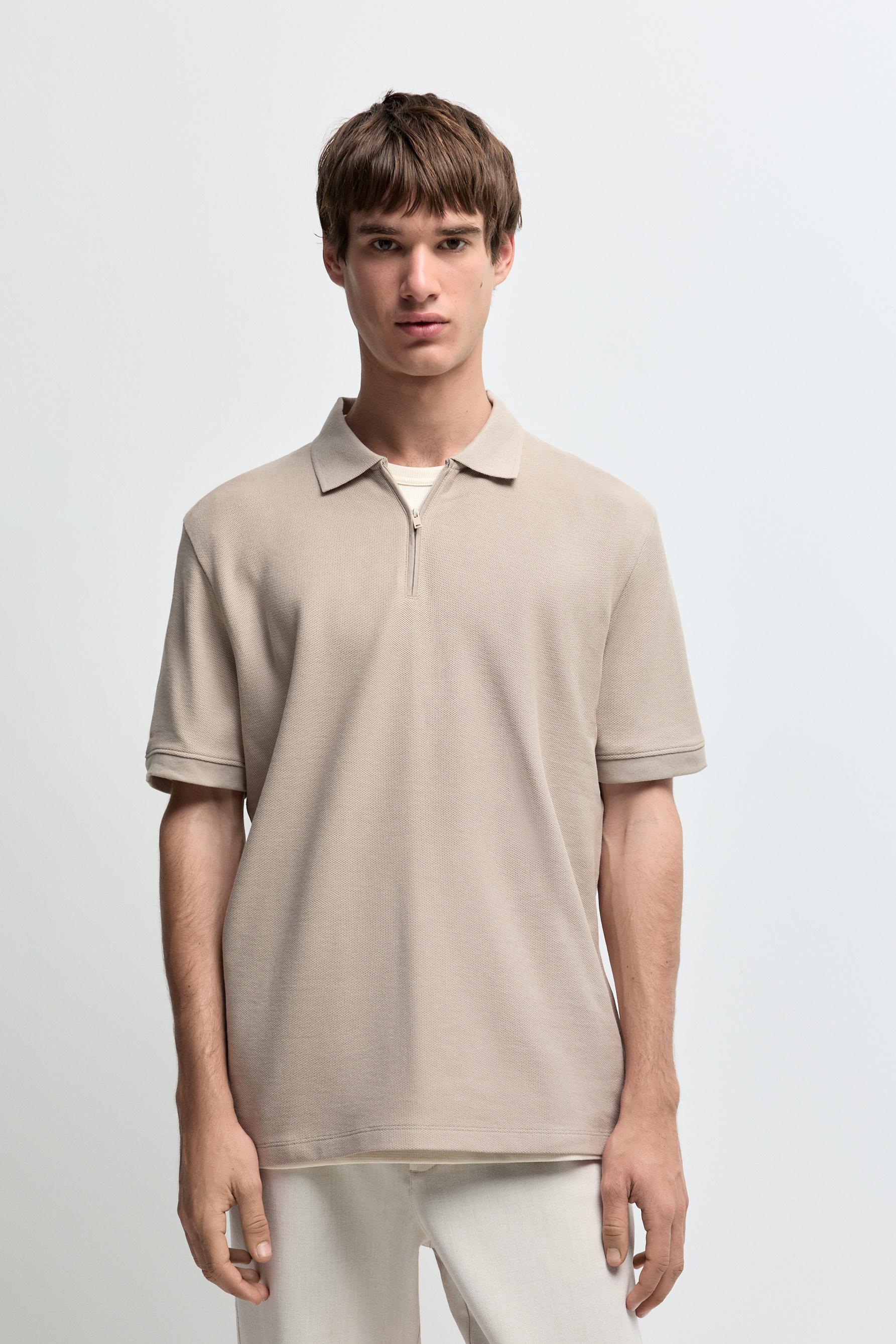 Polo textura cremallera