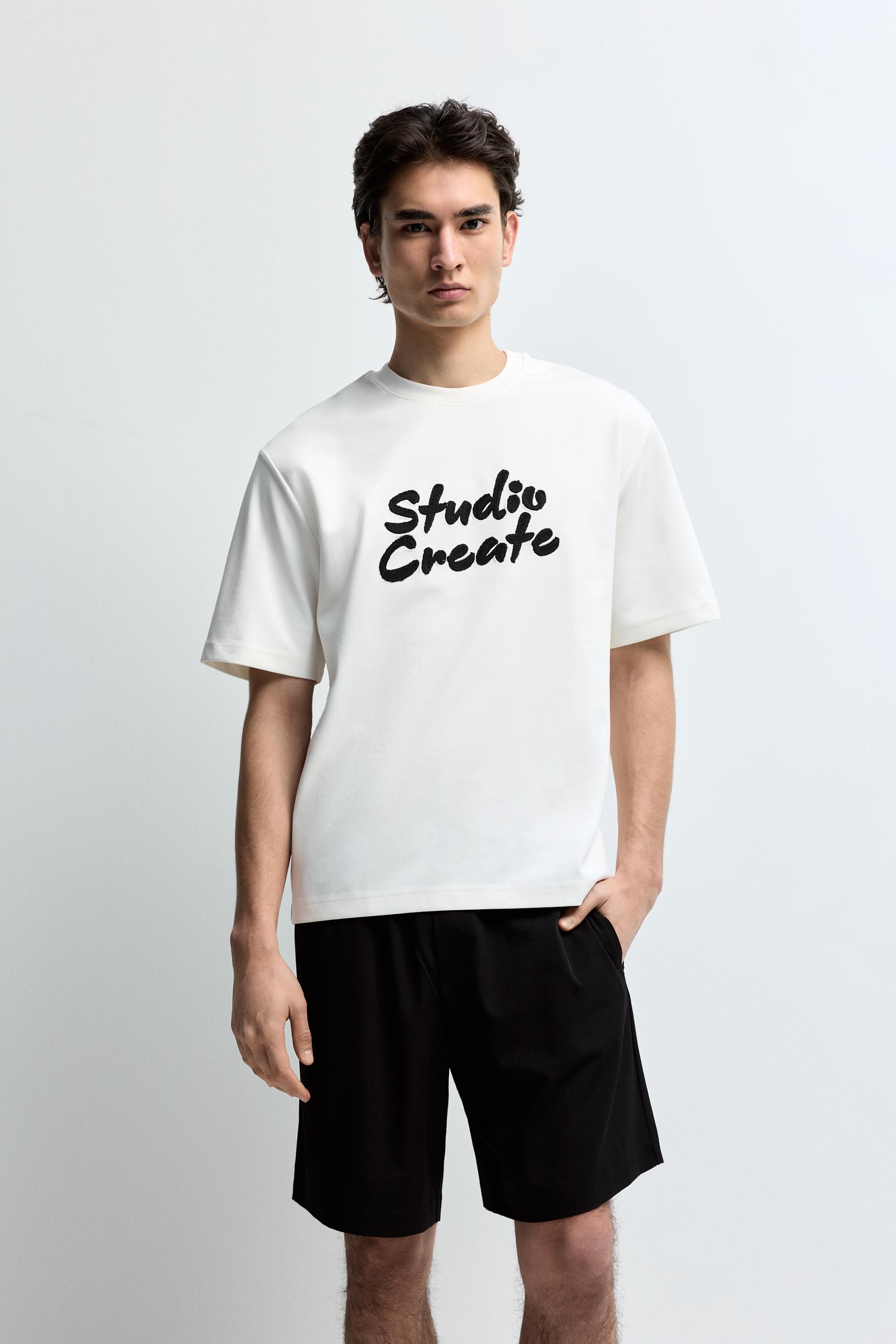 Camiseta interlock bordado texto