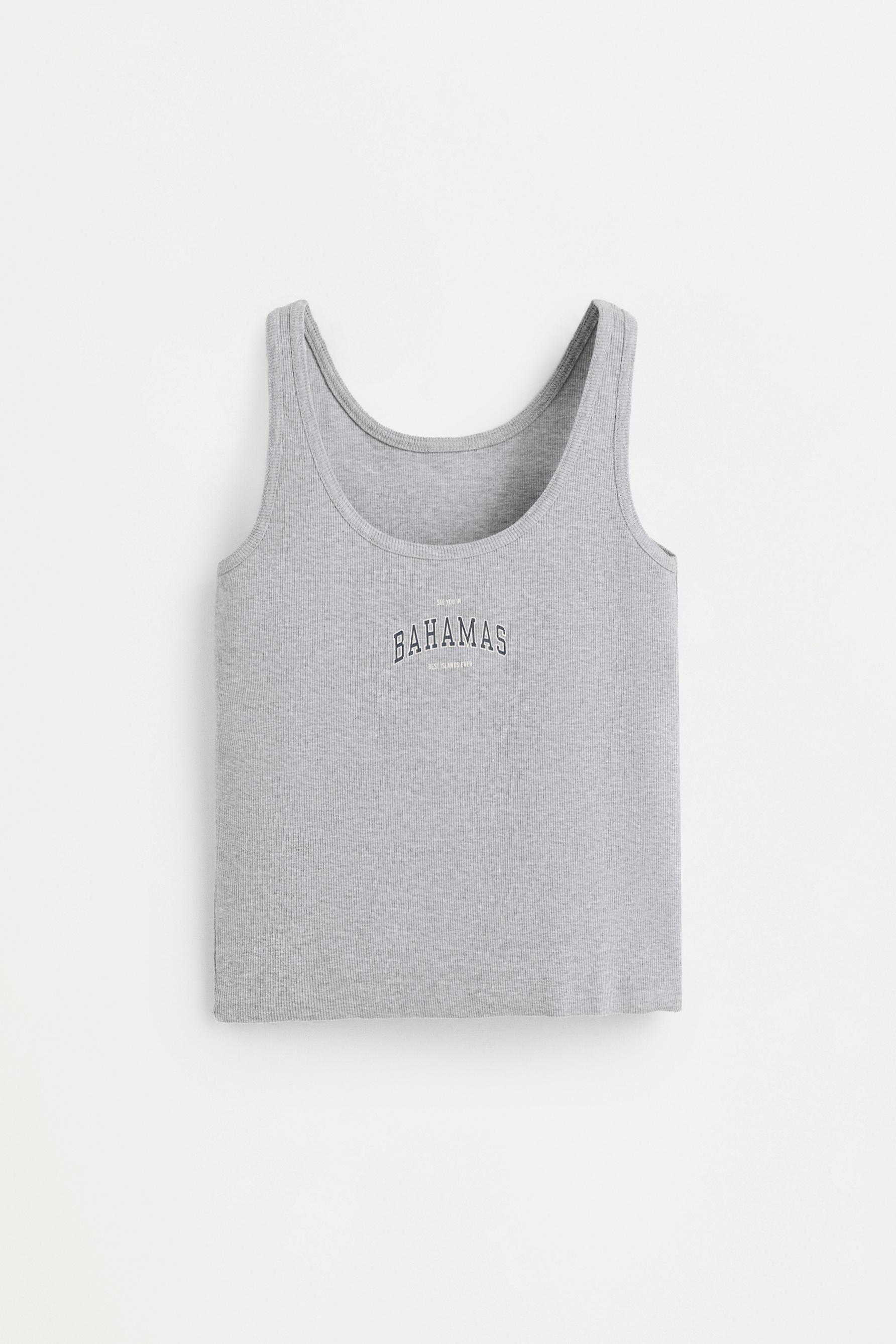 Printed rib top — GREY MARL