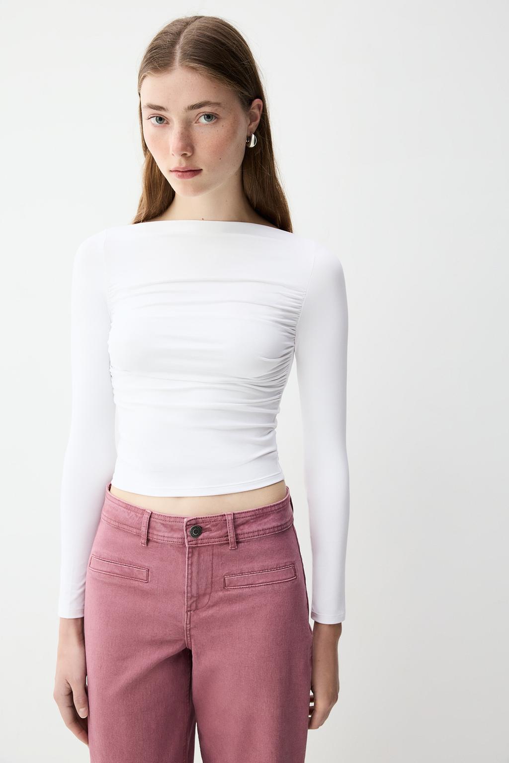 Polyamide T-shirt with gathering