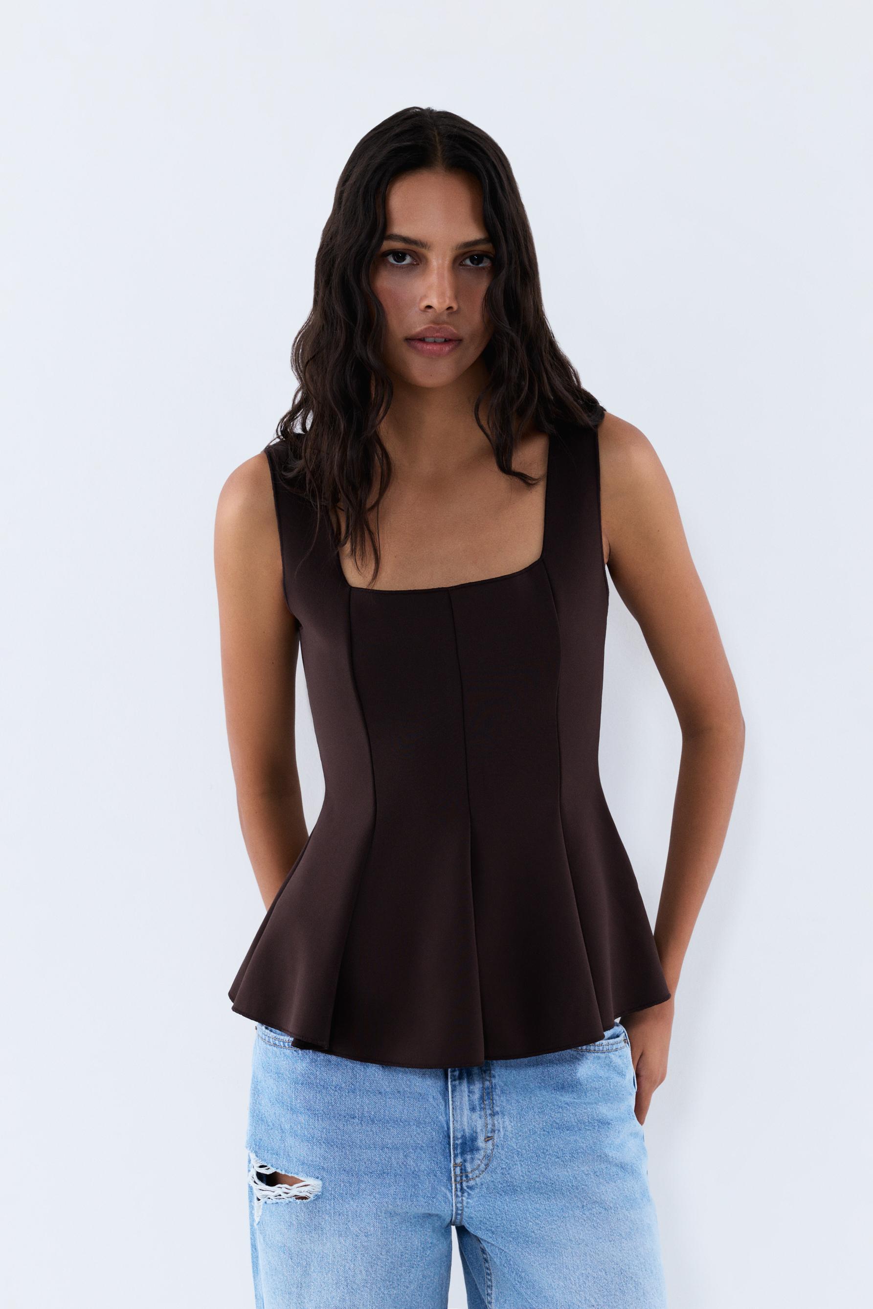 Peplum top — BROWN