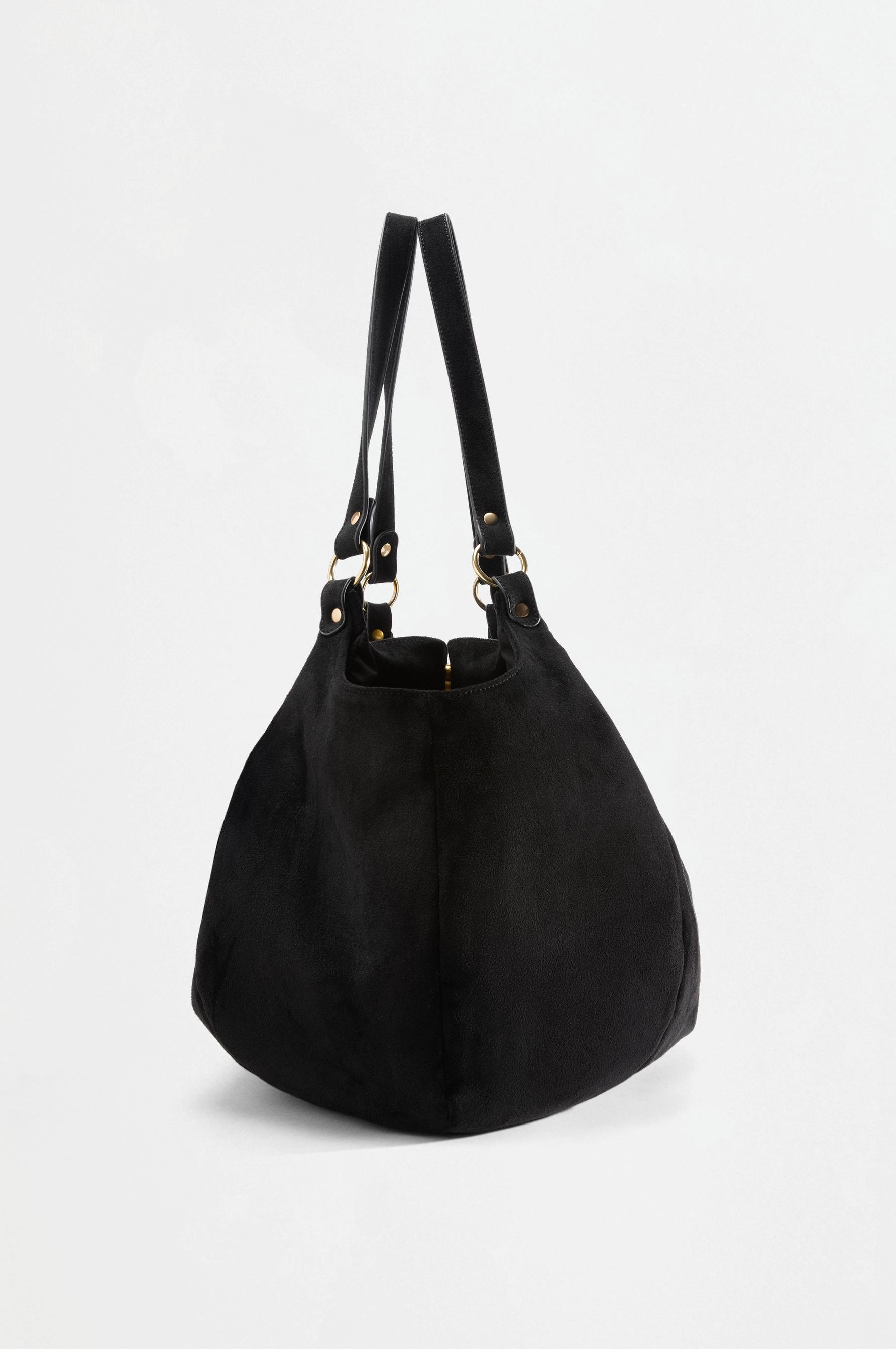 Faux suede tote bag — BLACK