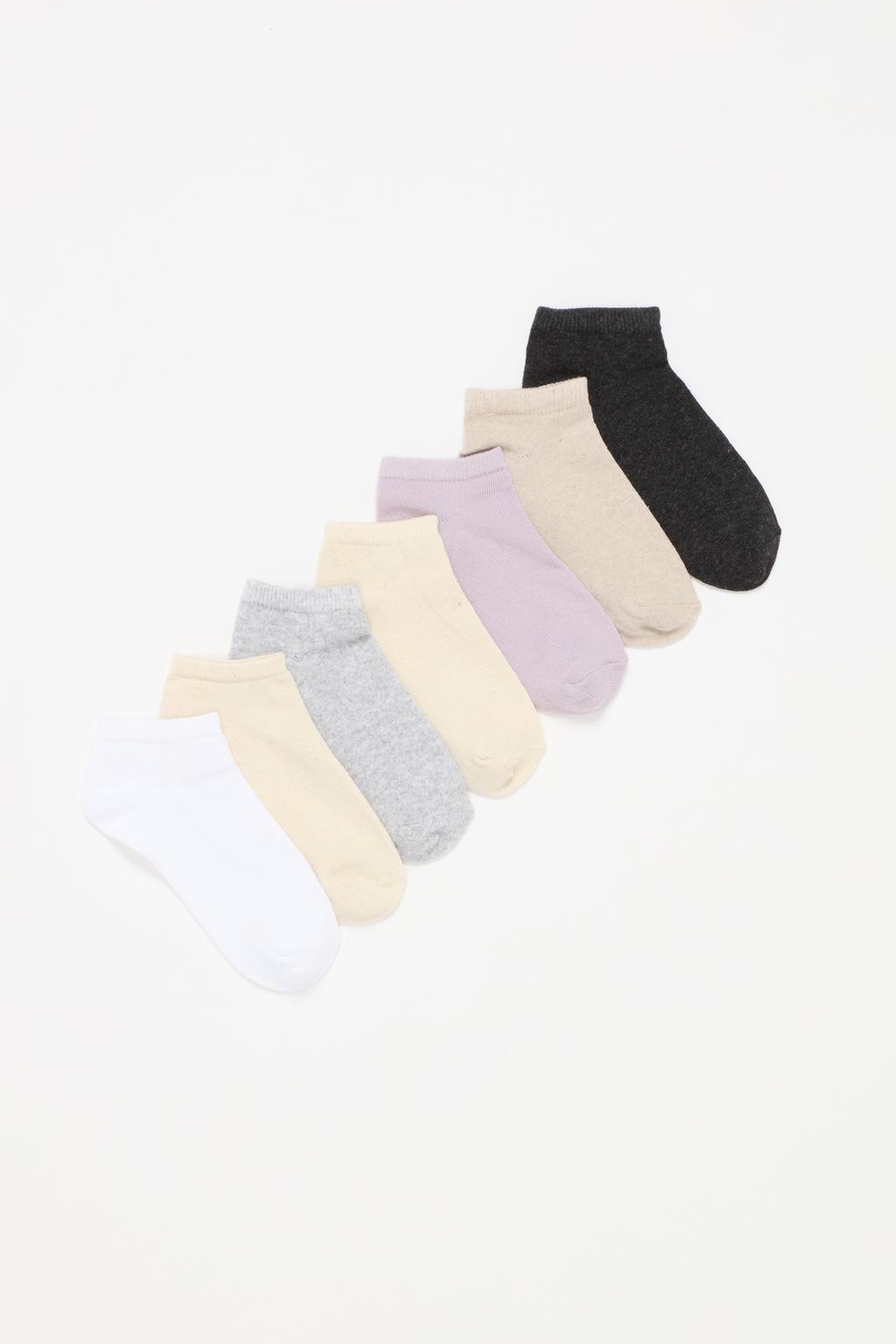 Pack of 7 pairs of basic coloured ankle socks