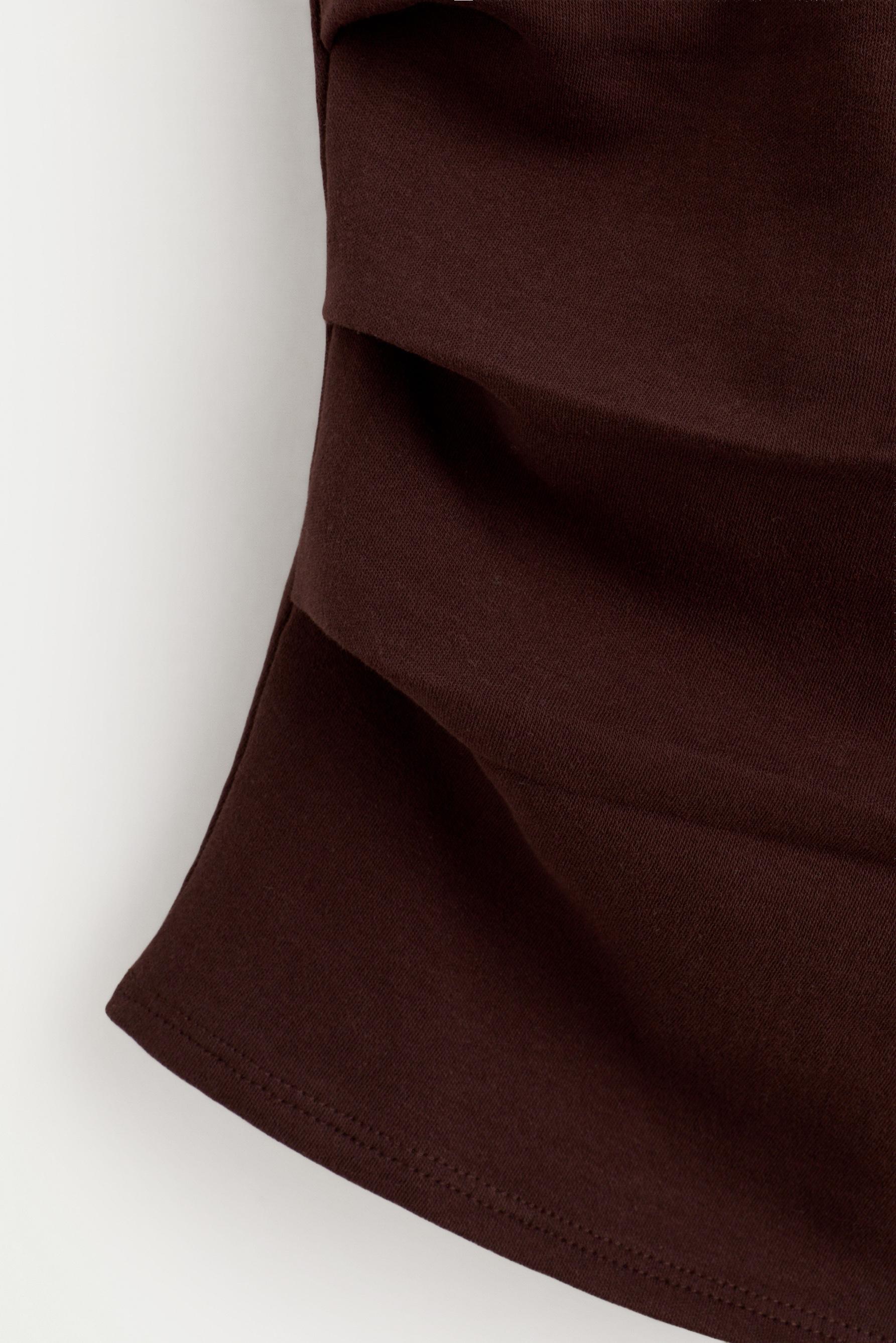 Gathered interlock T-shirt — CHOCOLATE