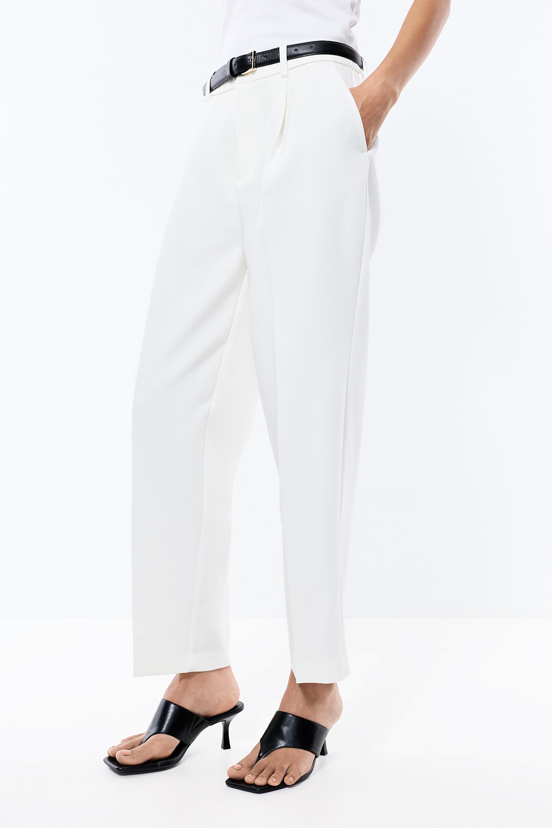 Carrot fit dress trousers — PURE WHITE
