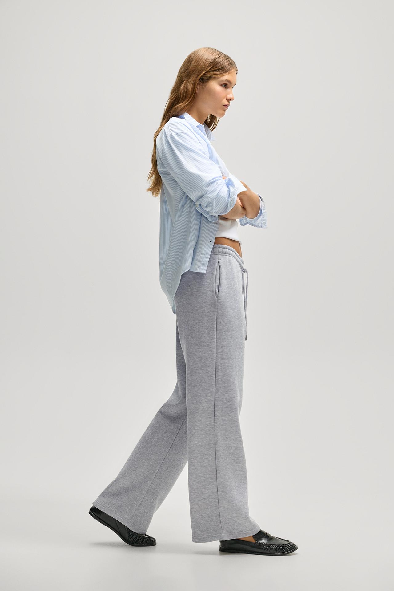 Basic straight tracksuit trousers — GREY MARL