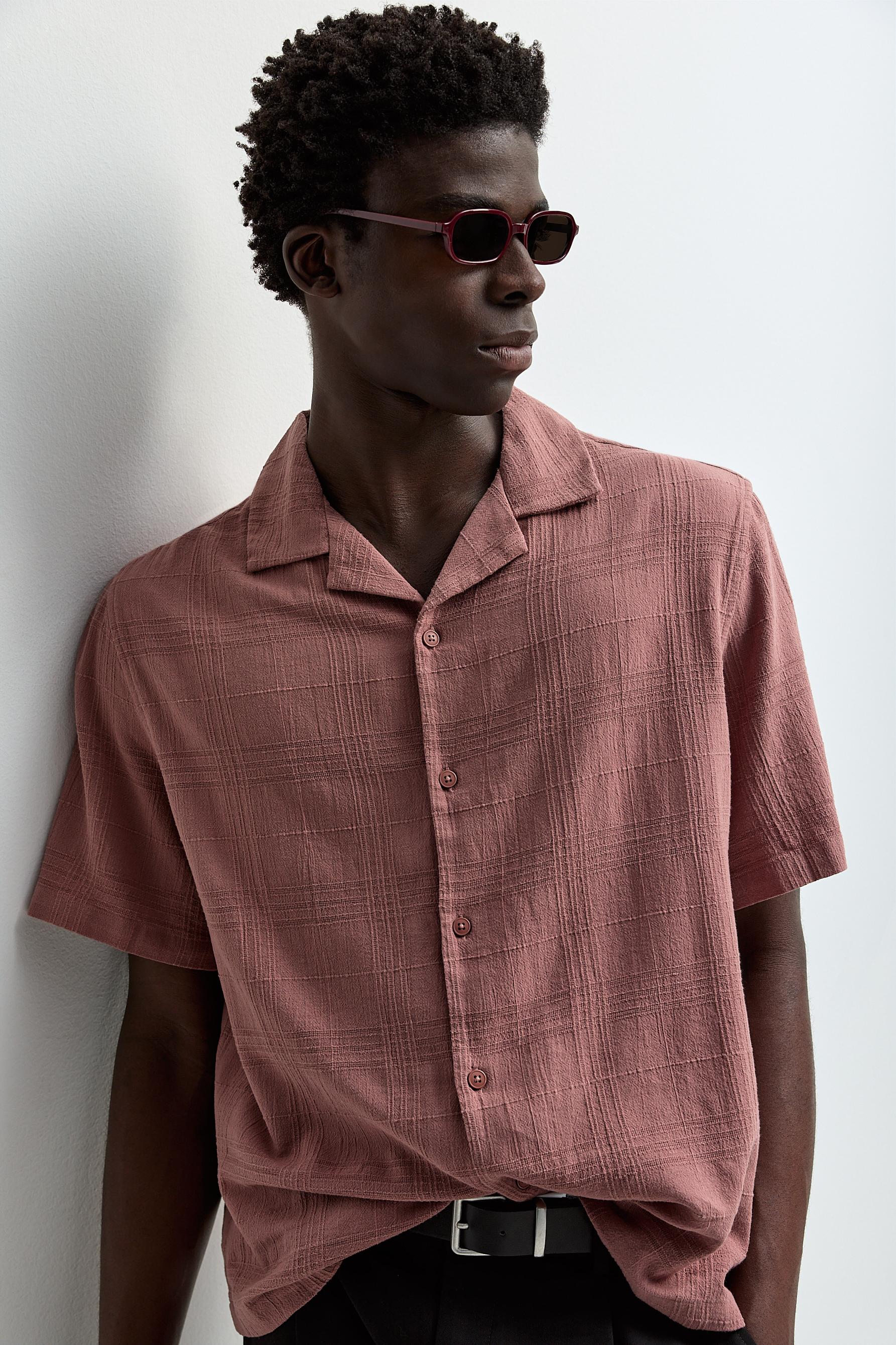 Checked short sleeve shirt — DUSTY PINK
