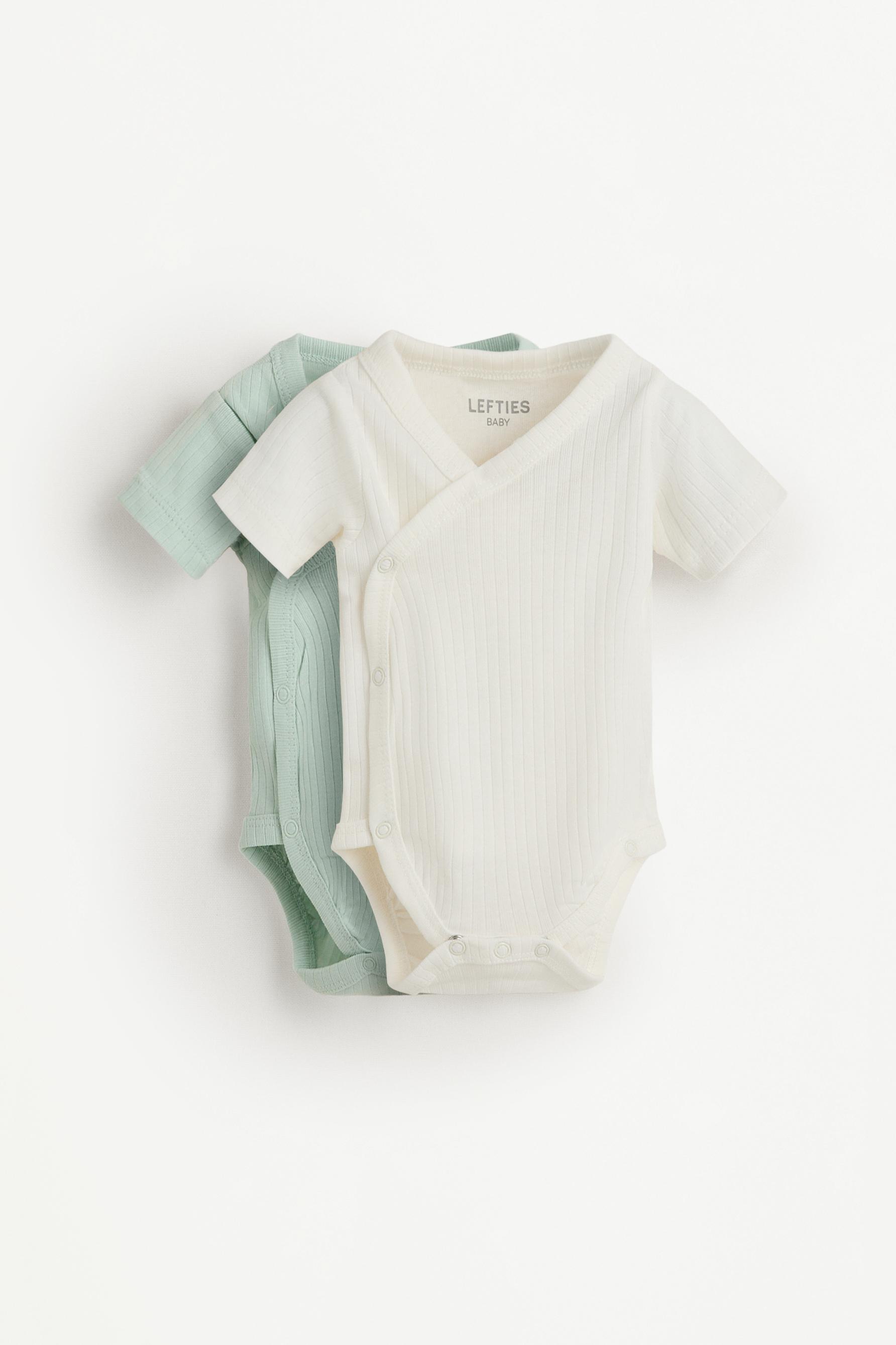 Pack of 2 ribbed kimono bodysuits — WATER GREEN