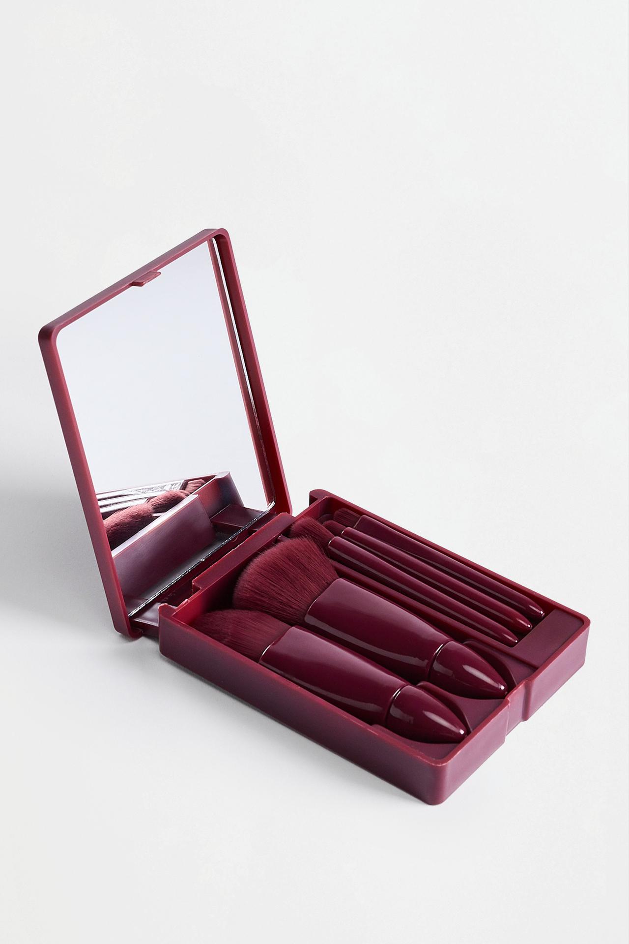 Travel Makeup Brush Set (5-Piece) — BURGUNDY