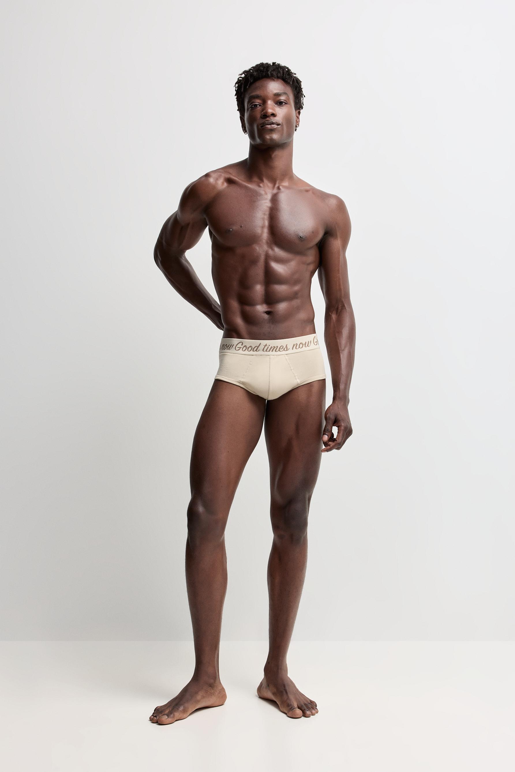 Briefs with text (Pack of 5) — BROWN