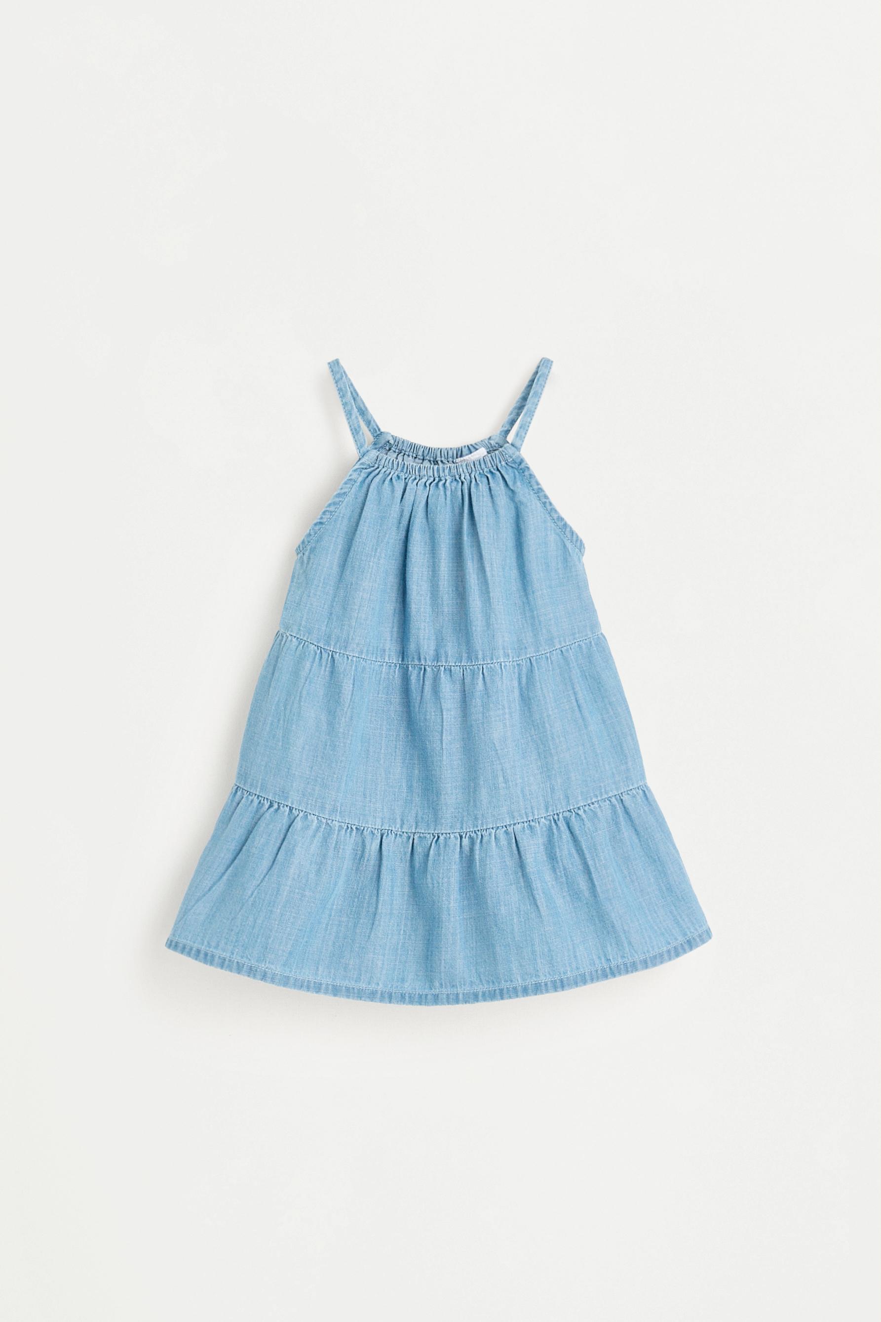 Denim strappy dress — PALE BLUE