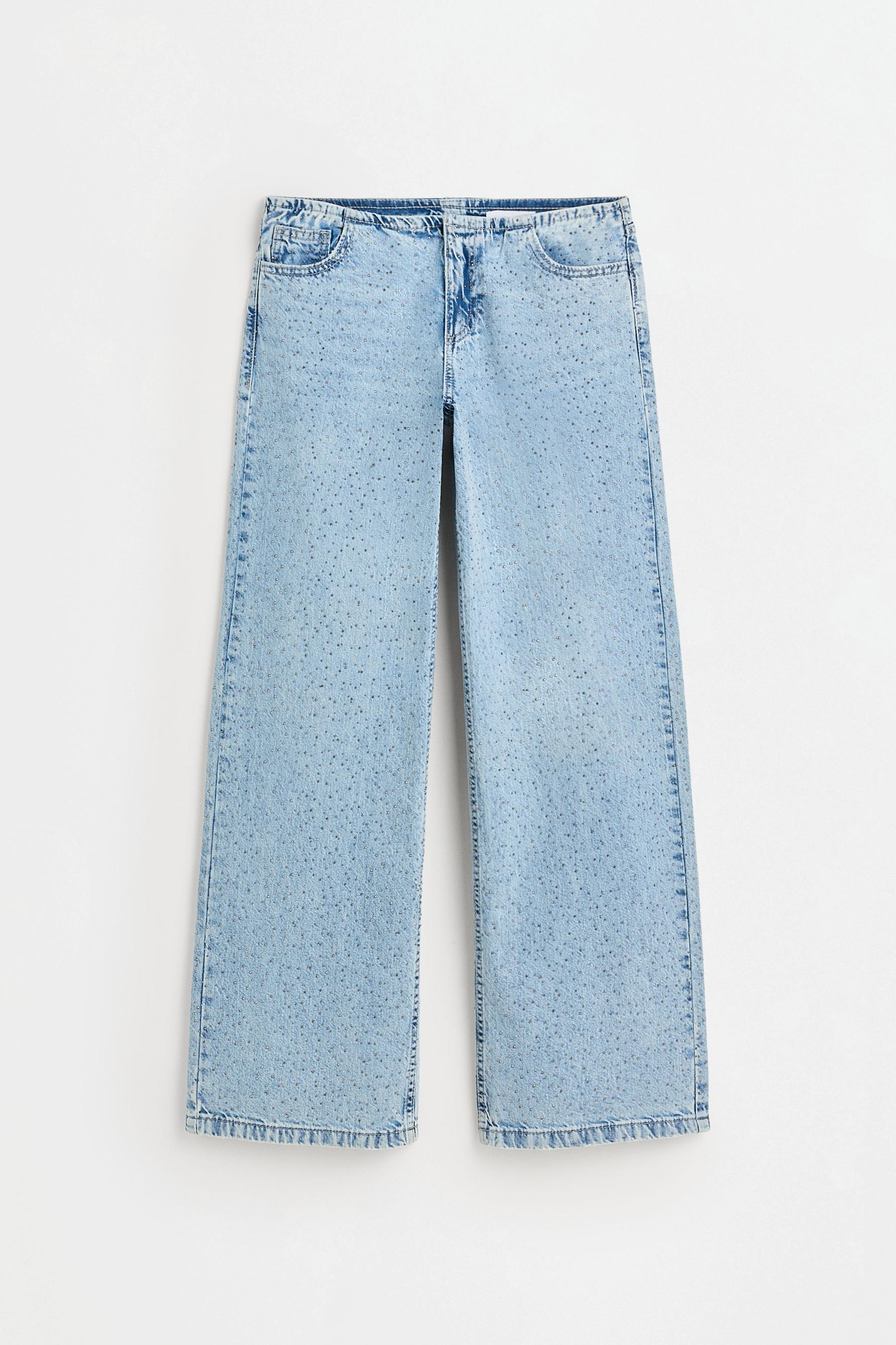 Rhinestone wide-leg jeans — INDIGO