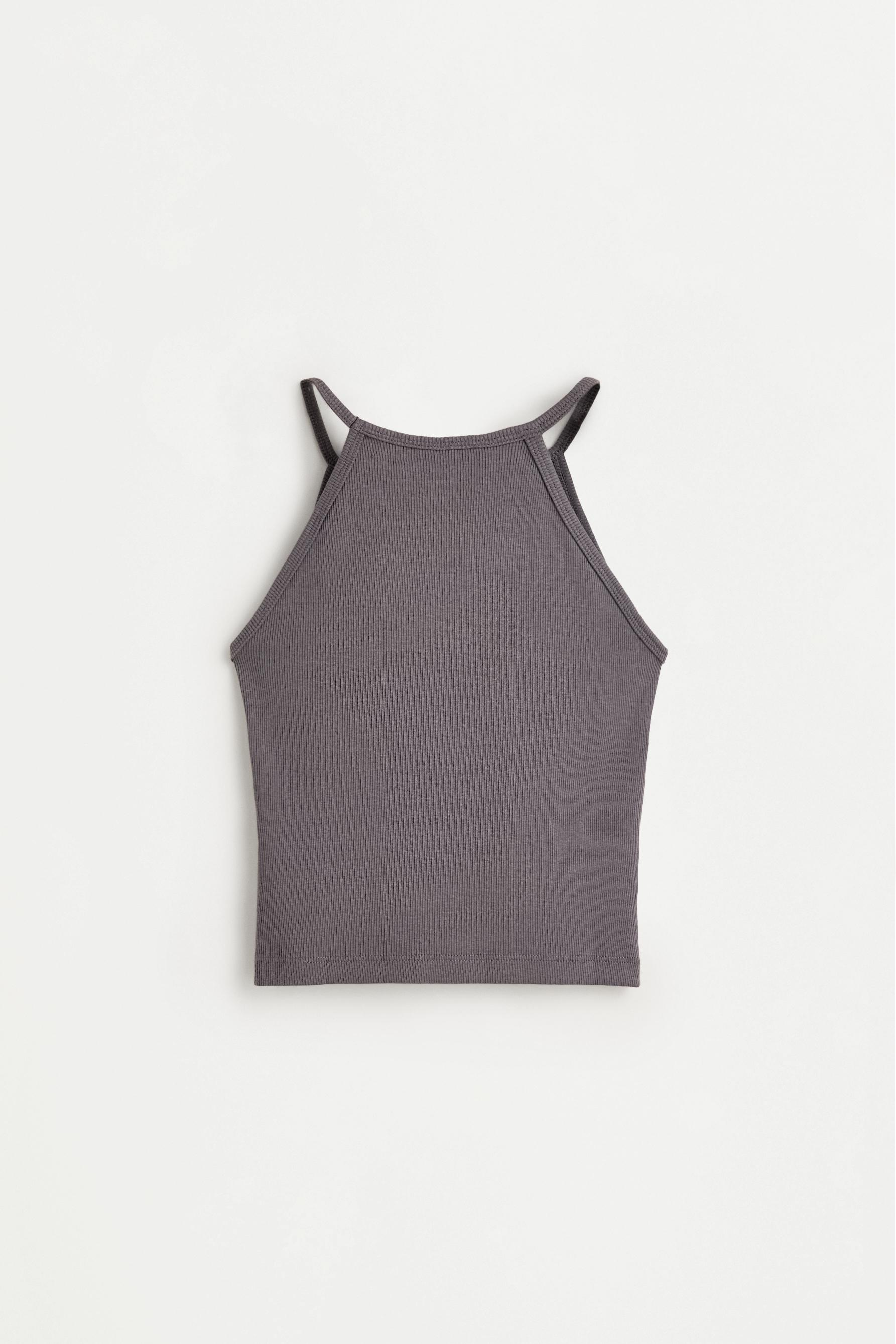 Ribbed applique top — DARK LEAD