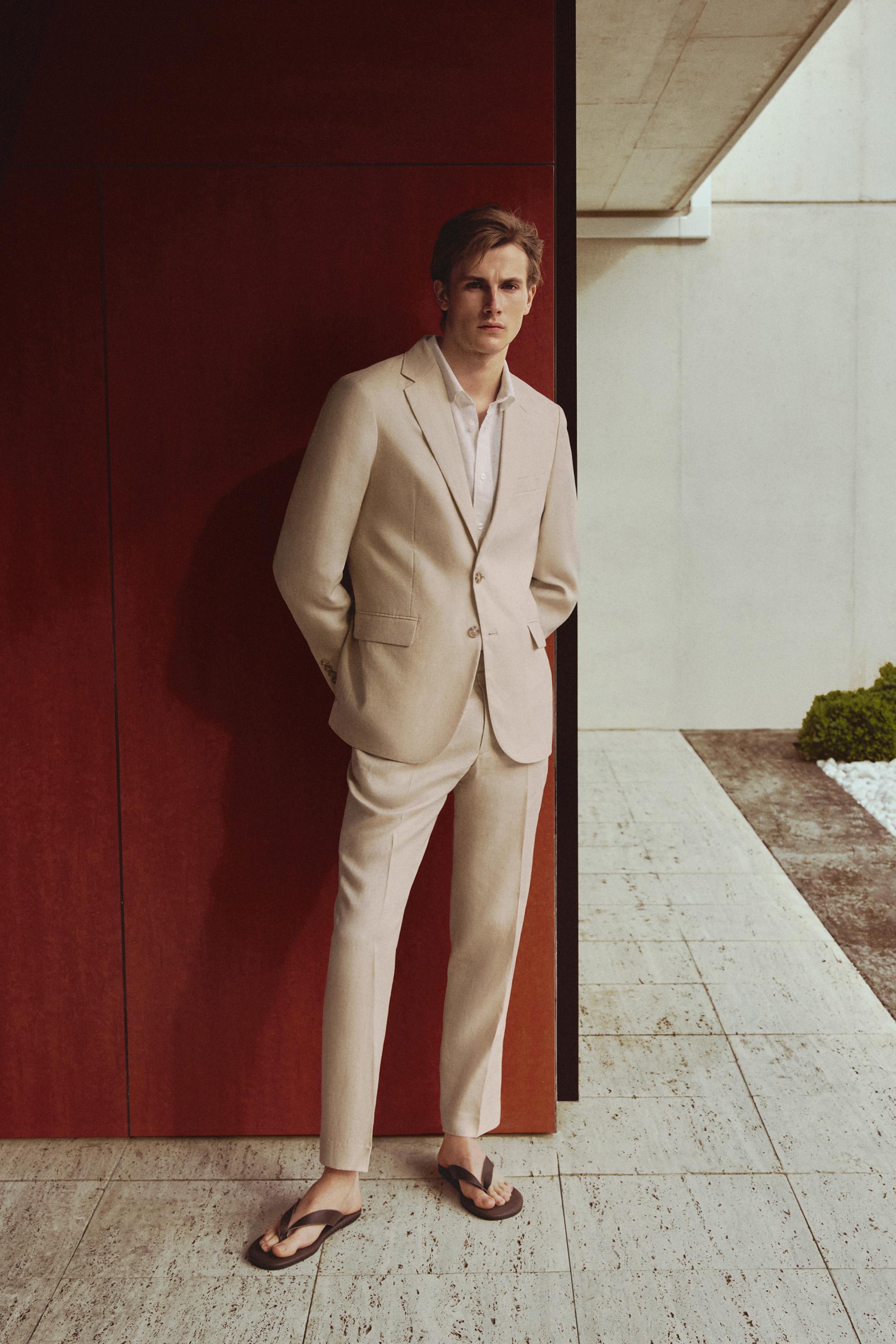 100% linen suit trousers — ECRU