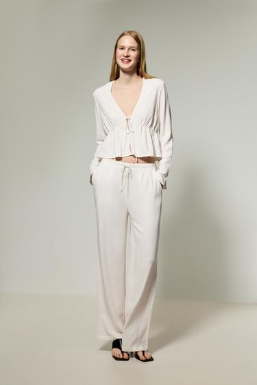 Rustic wide-leg trousers — WHITE 1