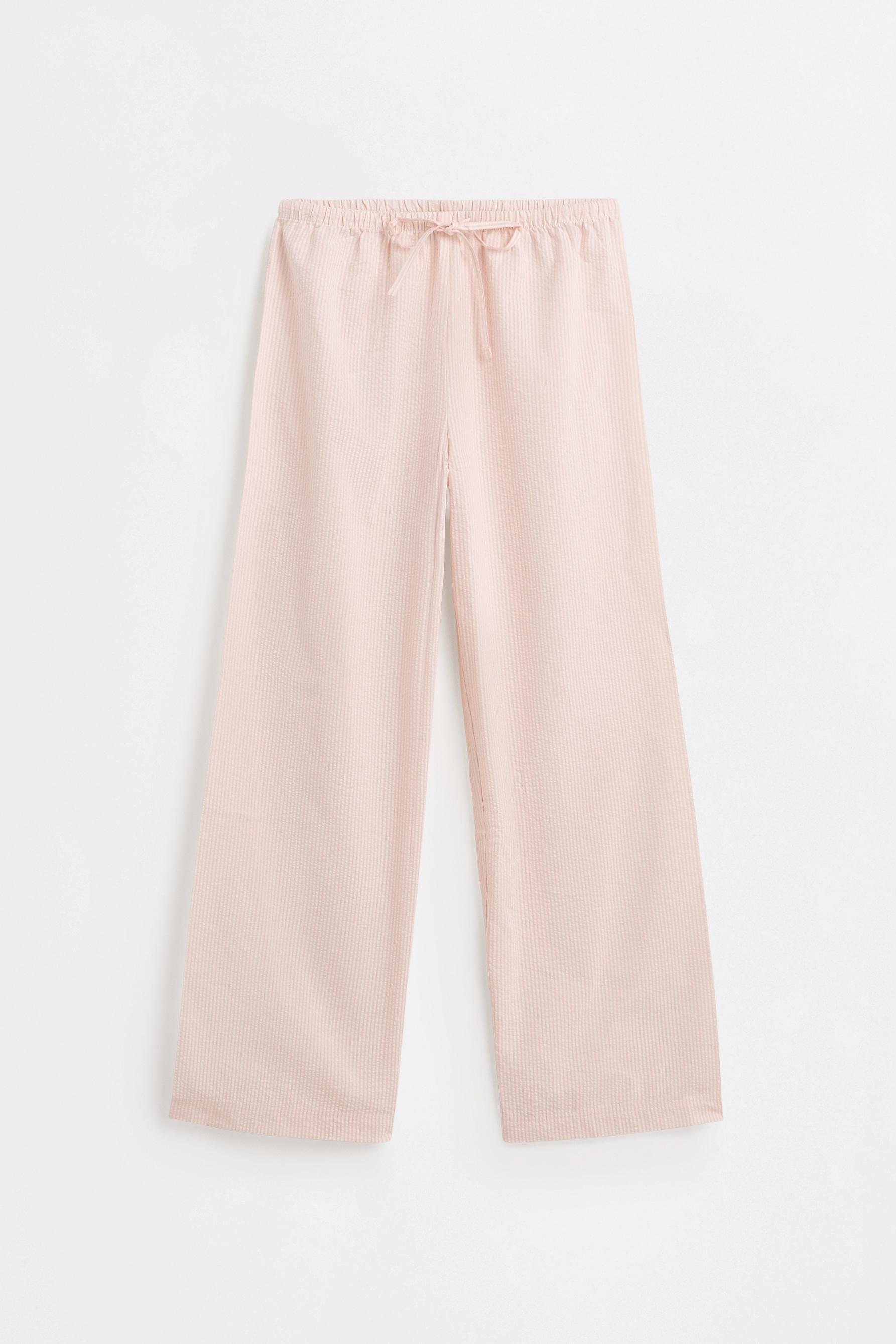 Striped seersucker pyjama bottoms — PASTEL PINK (alternate view)