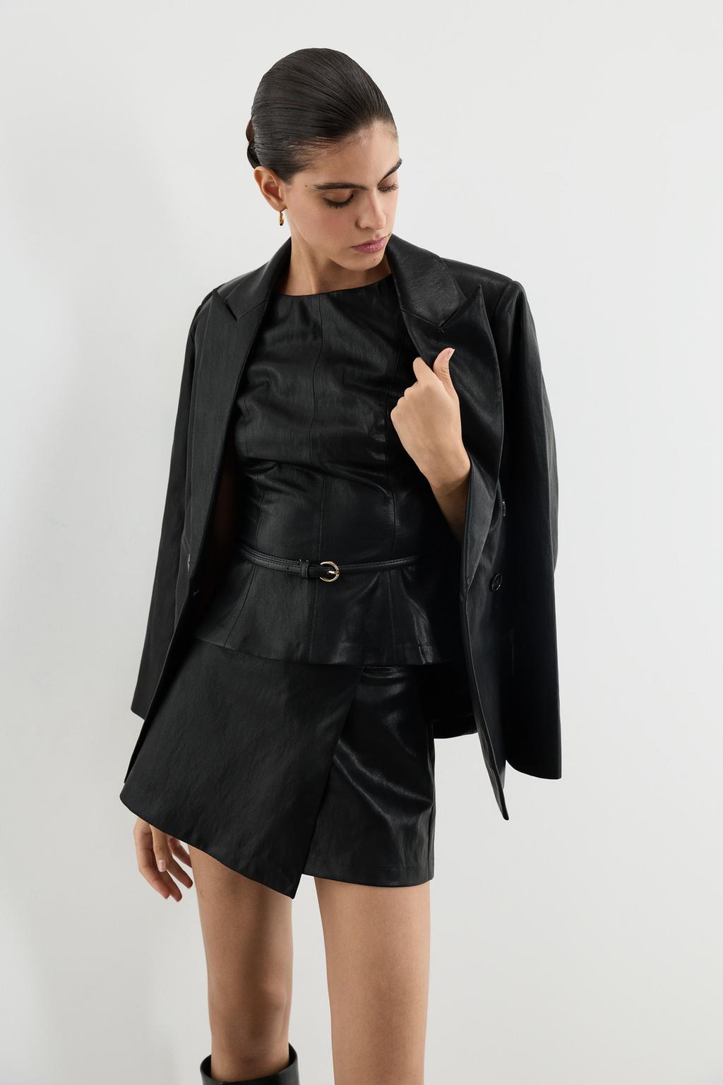 Leather effect blazer