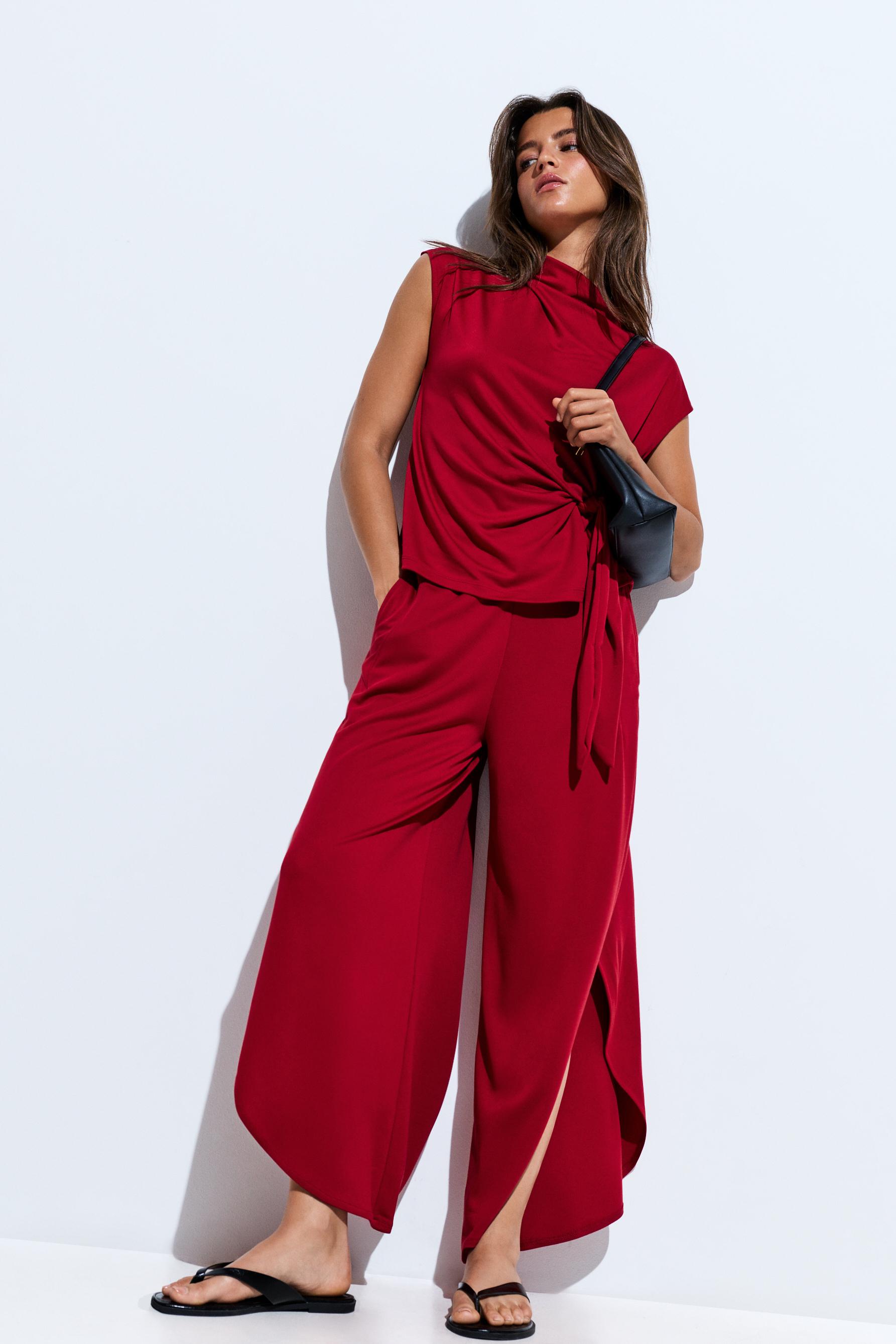Split detail culottes — RED