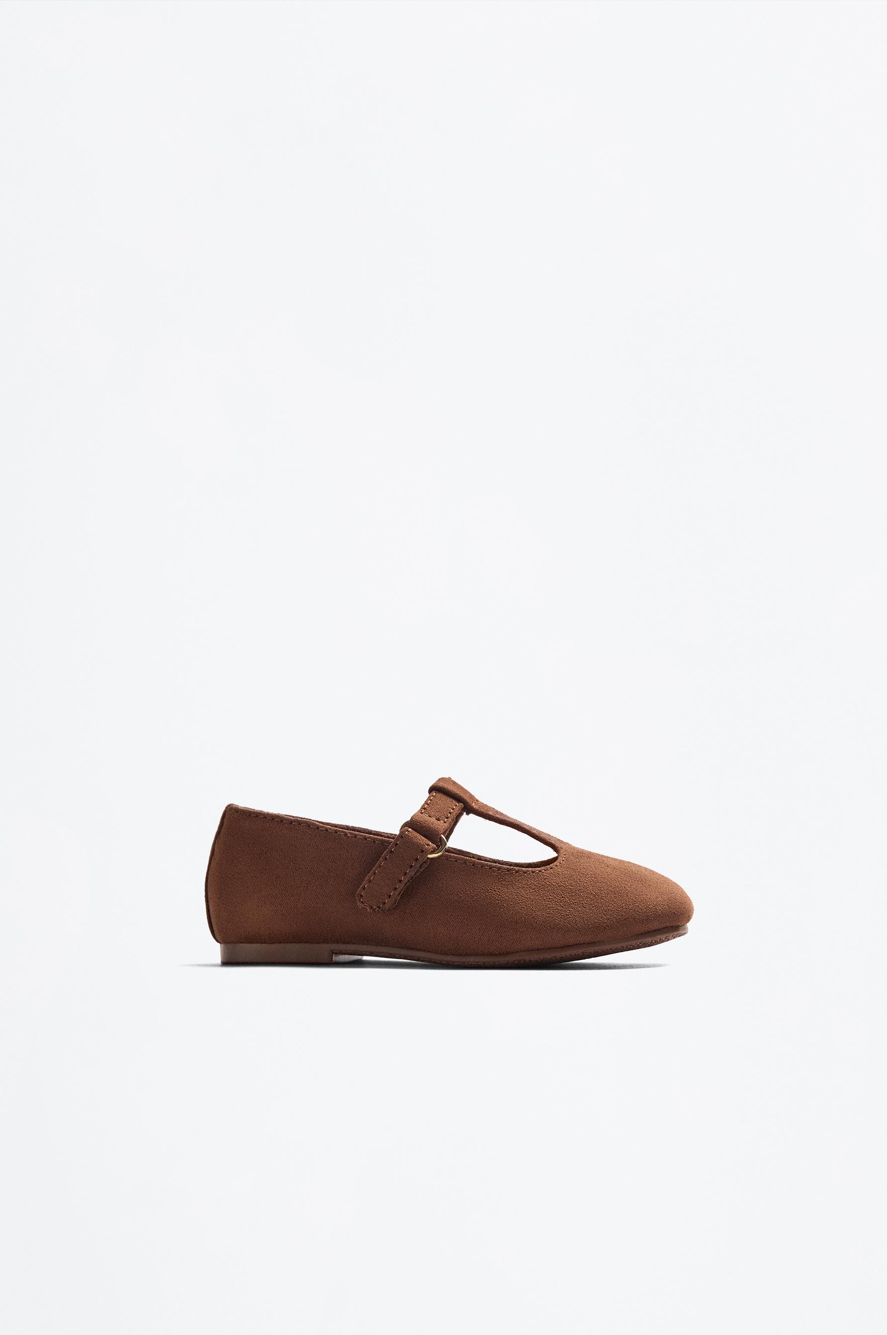 T-bar ballet flat — BROWN