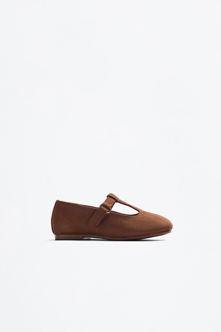 T-bar ballet flat — BROWN