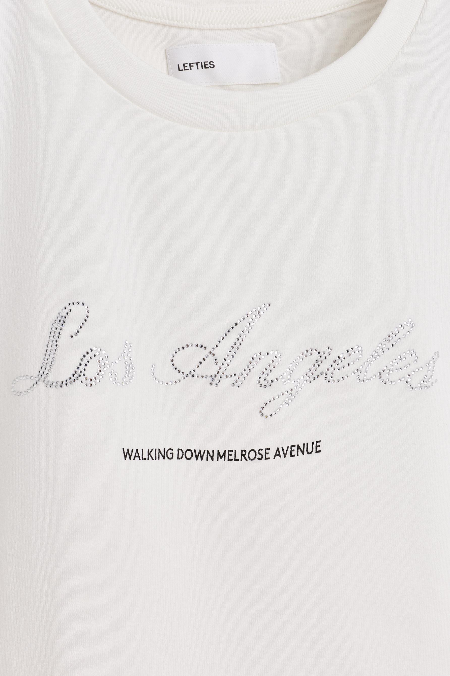 Rhinestone slogan T-shirt — OFF WHITE