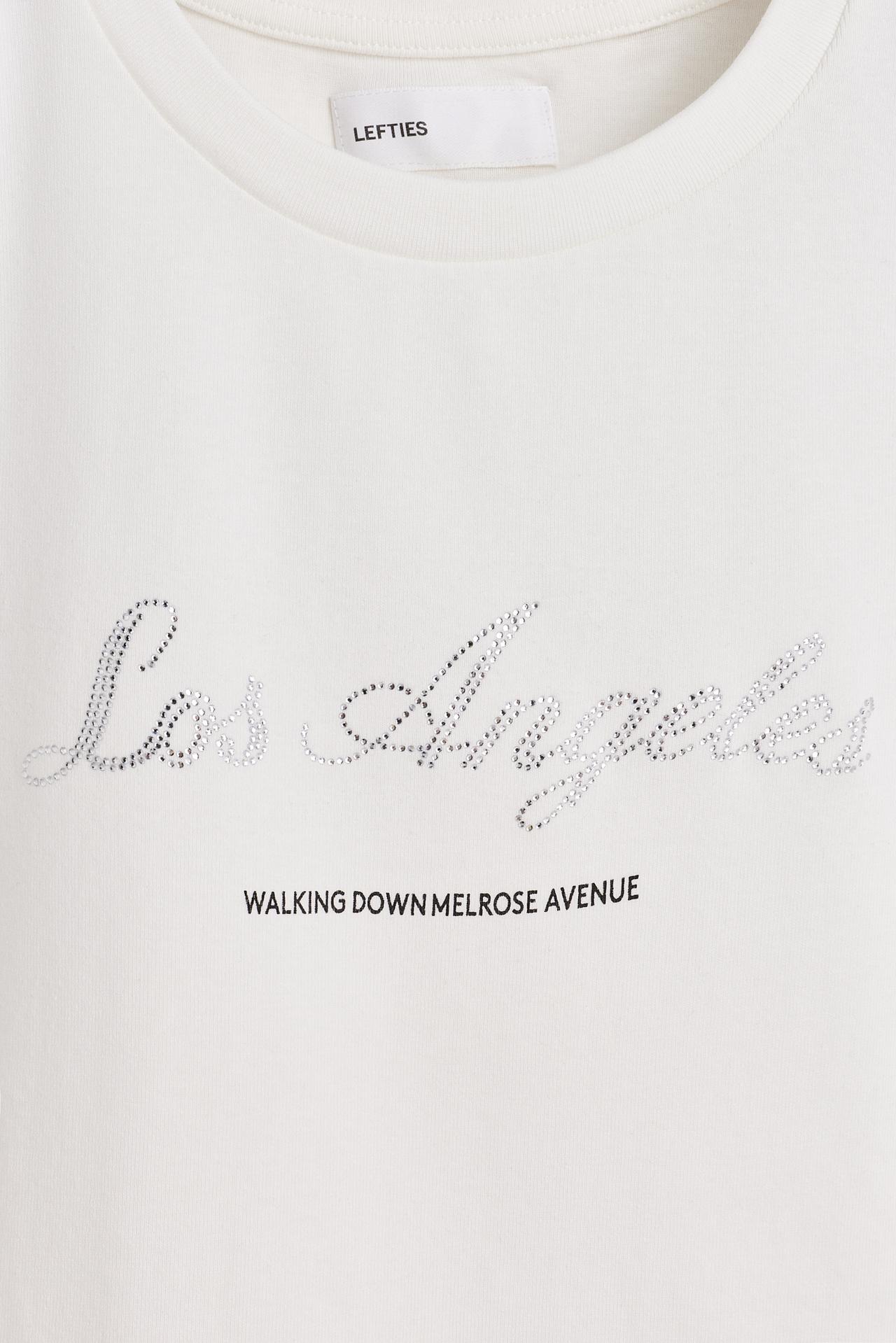 Rhinestone slogan T-shirt — OFF WHITE
