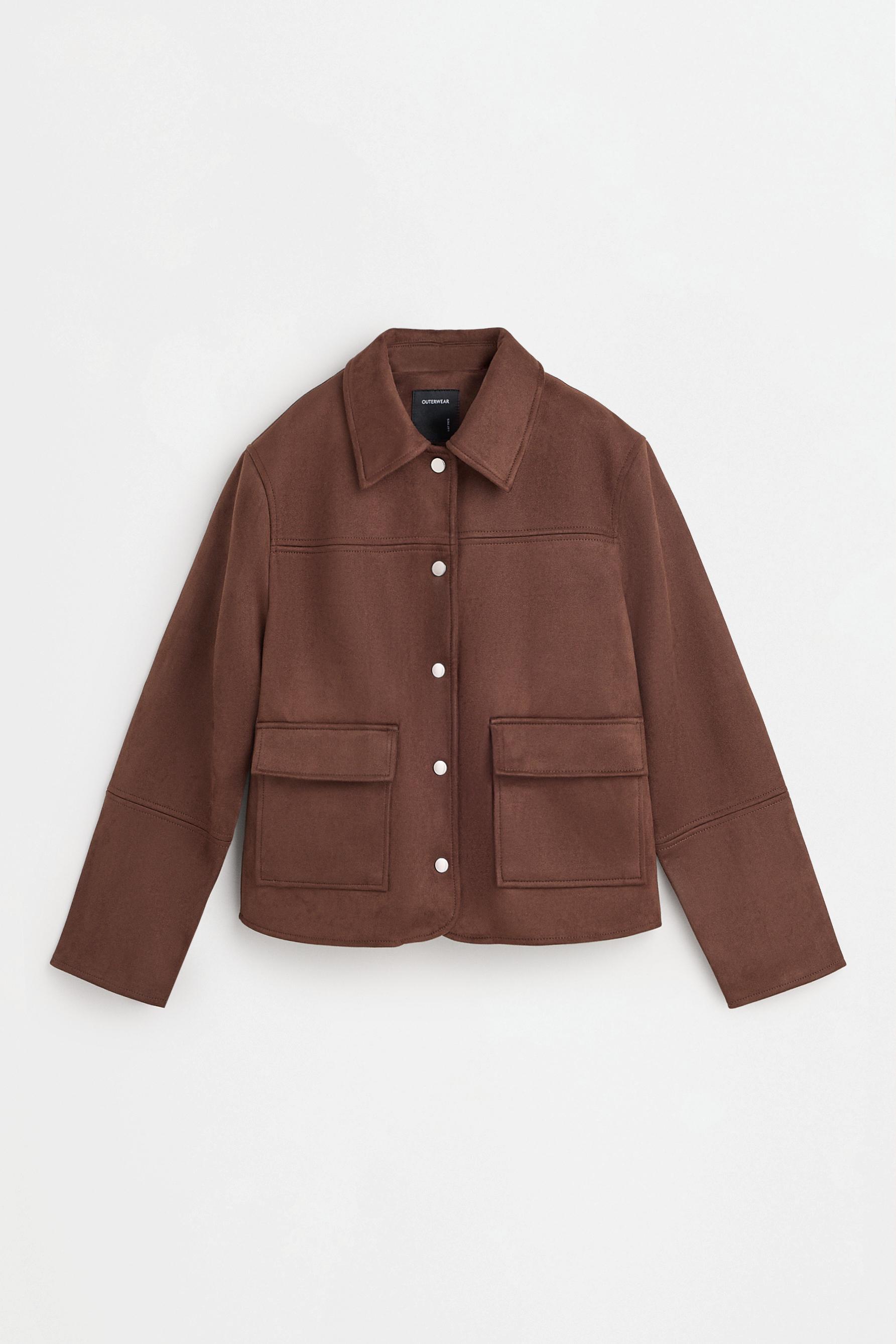 Faux suede jacket — CHOCOLATE BROWN