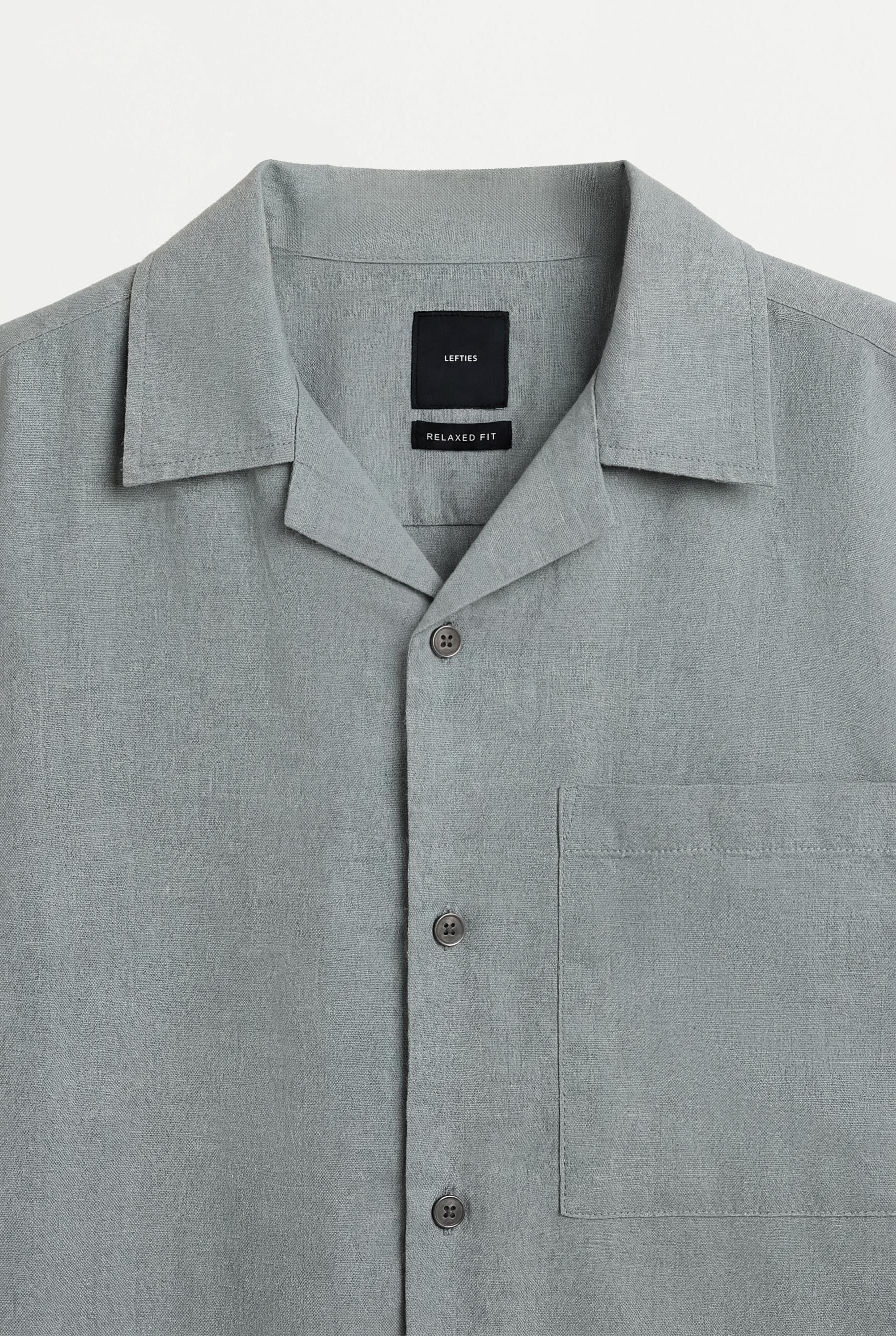 Linen-cotton resort shirt — BLUE GREY